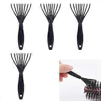 Brush Cleaner Hair Brush Cleaner Tool, Mini Hair Brush for Dirt, Garden Brush Cleaner, 4 Pieces, Black