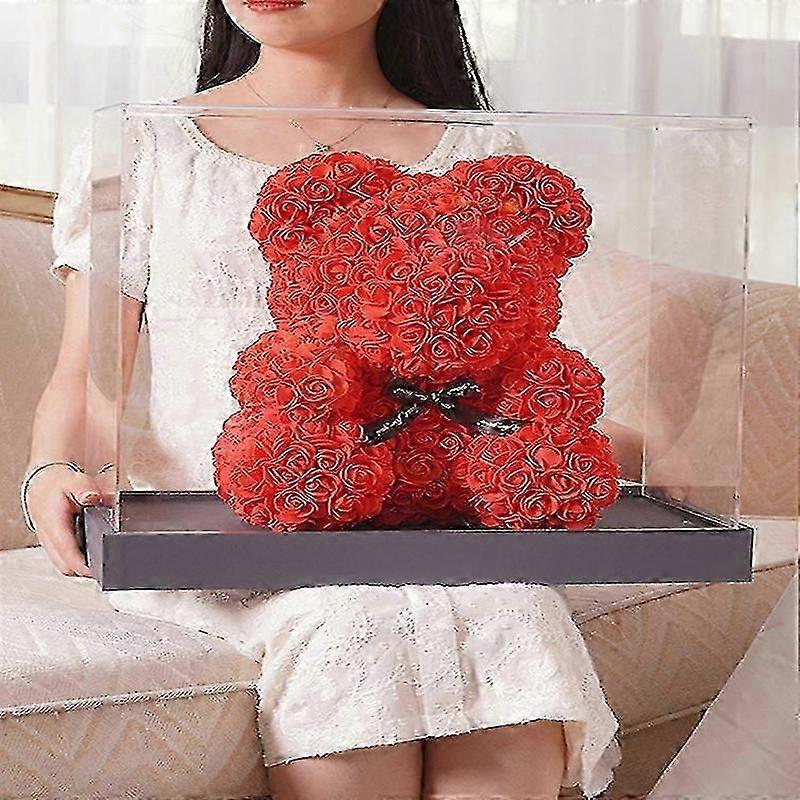 valentines rose bear with present box
