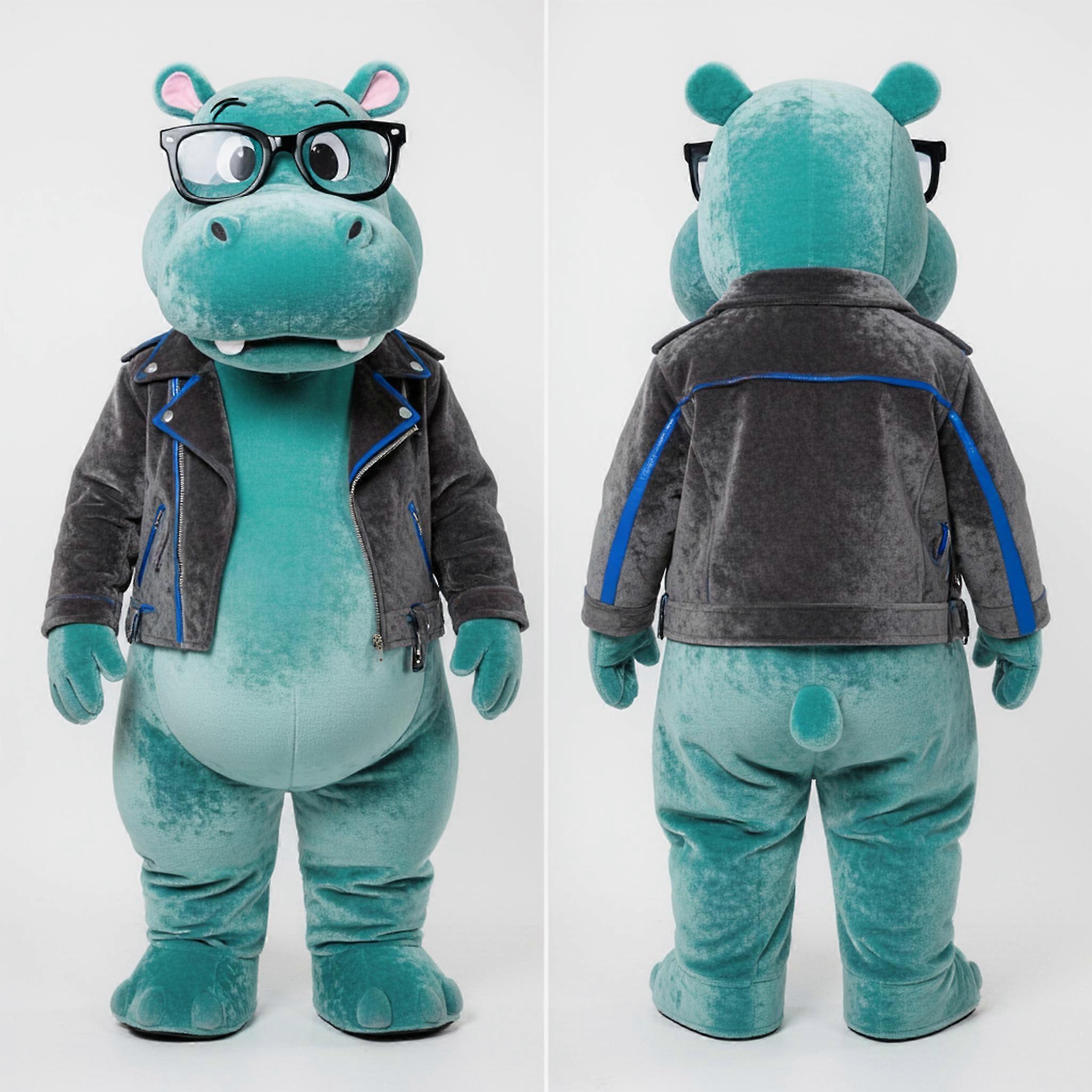 MASTICOT Teal Plush Friendly Hippopotamus Mascot
