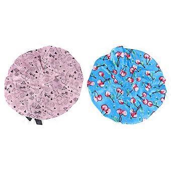 Waterproof Shower Cap for Shower Use 2Pcs Double Layer Printed Hair Caps