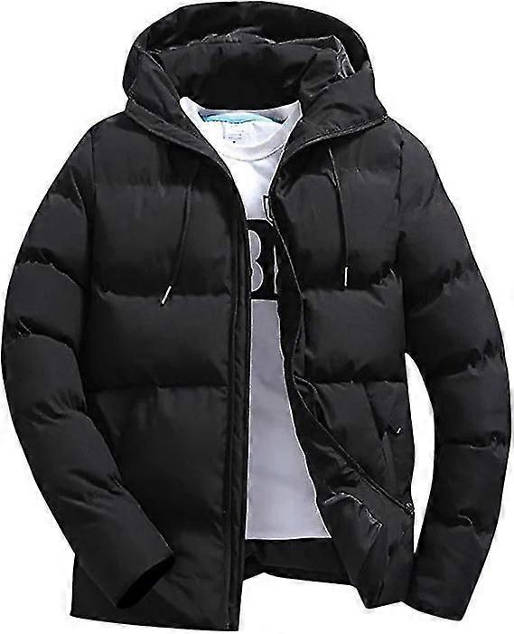 Bărbați de iarnă solid fermoar cu glugă Loose Coat Jacket Down Coat