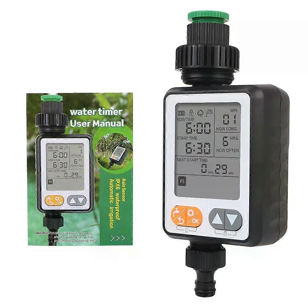 Automatic Manual Mode Irrigation Controller Rain Sensor Garden Watering Timer Multiple Program Large Screen Battery Operated