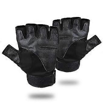 Une paire de sports de cyclisme en plein air antidérapants noirs Super fibre résistant à l’usure Silicone Fitness Tactics Half Finger Gloves (Half Finger Gloves L)