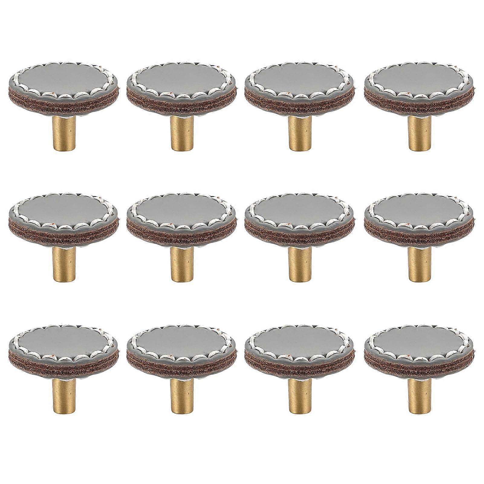 Leather Drawer Pulls 12 Pack, Durable FullGrain Soft Leather Cabinet Knobs, RustResistant Brass Hardware