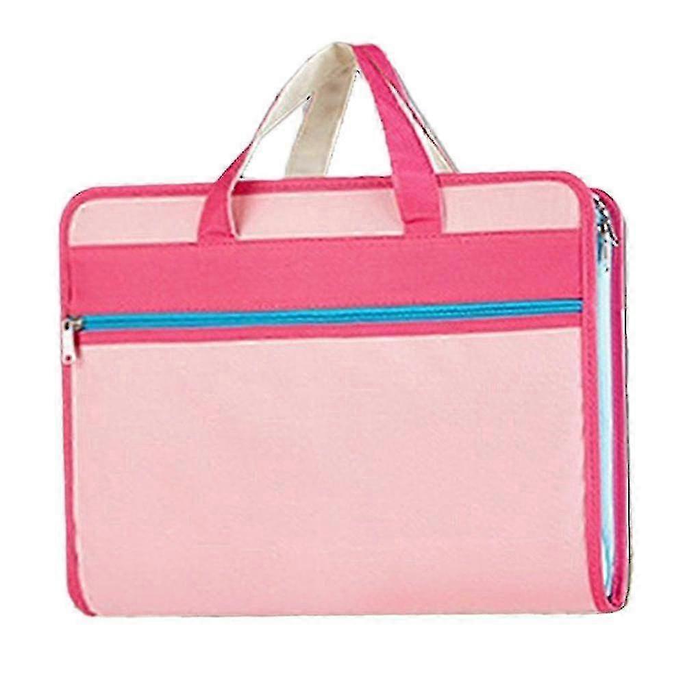 Waterproof Canvas Storage File Bag Portable Briefcase Multi-layer Insert Folder(pink,shape1)
