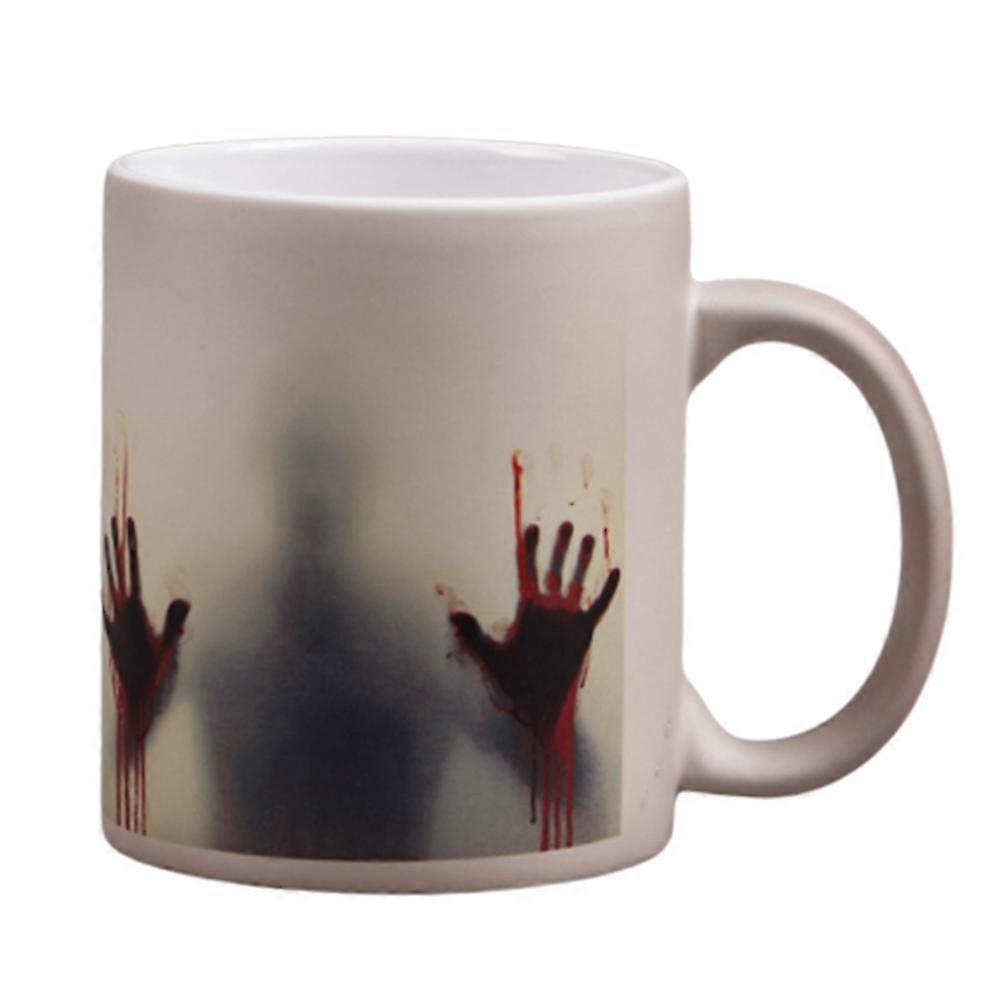 2Pcs Color Changing Halloween Ceramic Mugs Drinking Cups