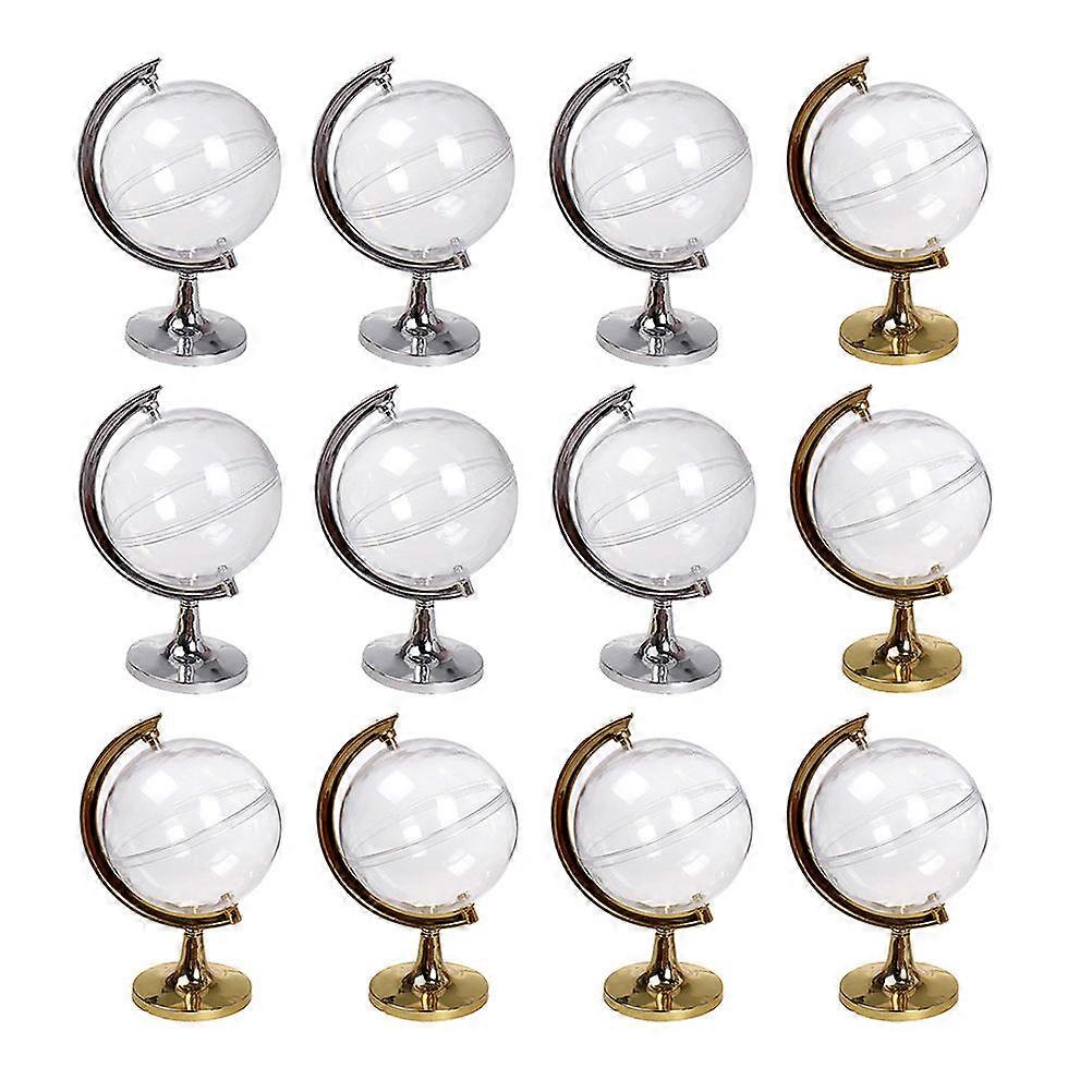 Candy Boxes Globe Designed for Wedding Use 12Pcs Silver Plastic Case