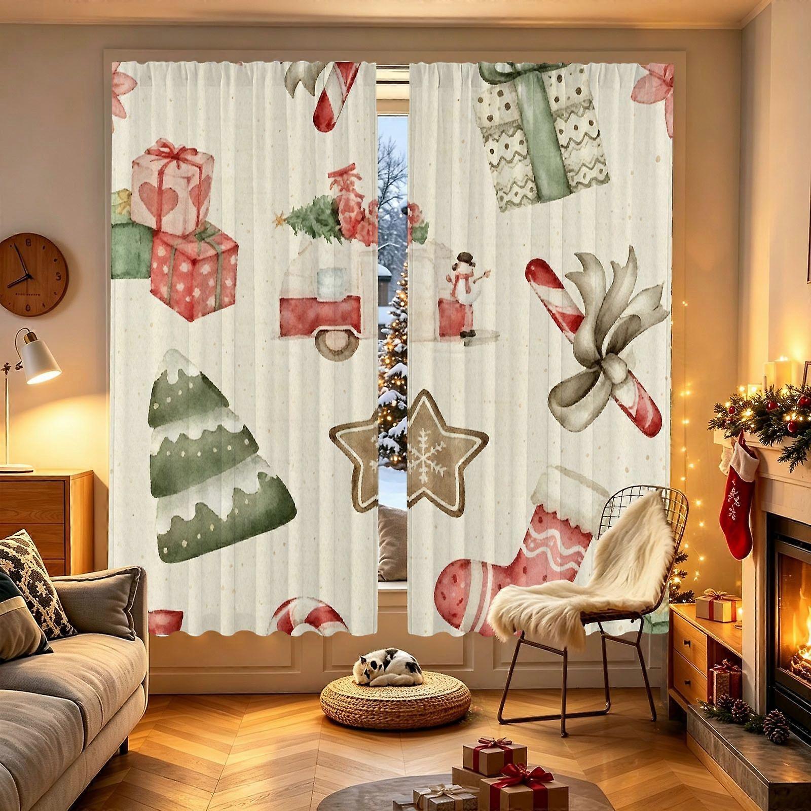 gift box Christmas elements Printed Design on Curtain