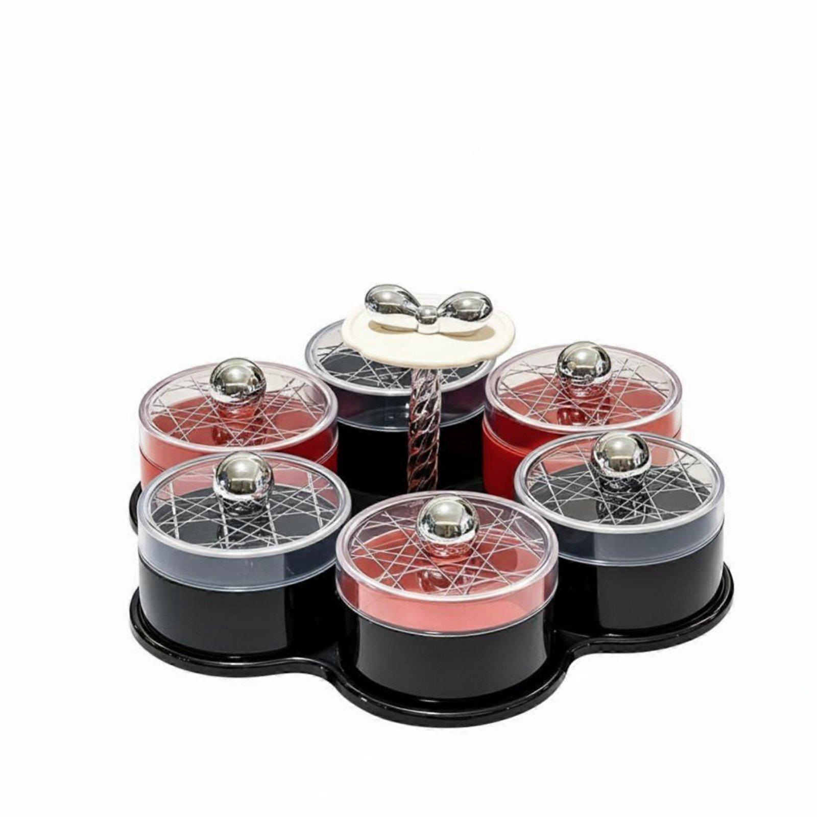 Flower Snack Storage Tray, Rotating Candy Dish, Multi-Compartment Fruit Box,