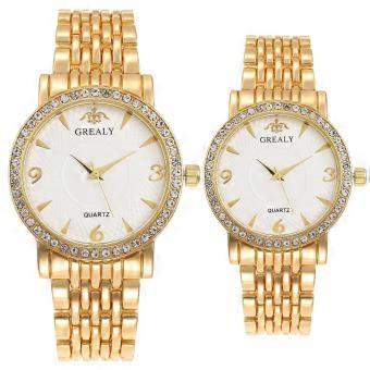 Men Watches Gold Tone Alloy Quartz Watch Stylish Rhinestone Business Casual Dress Wristwatches for Christmas