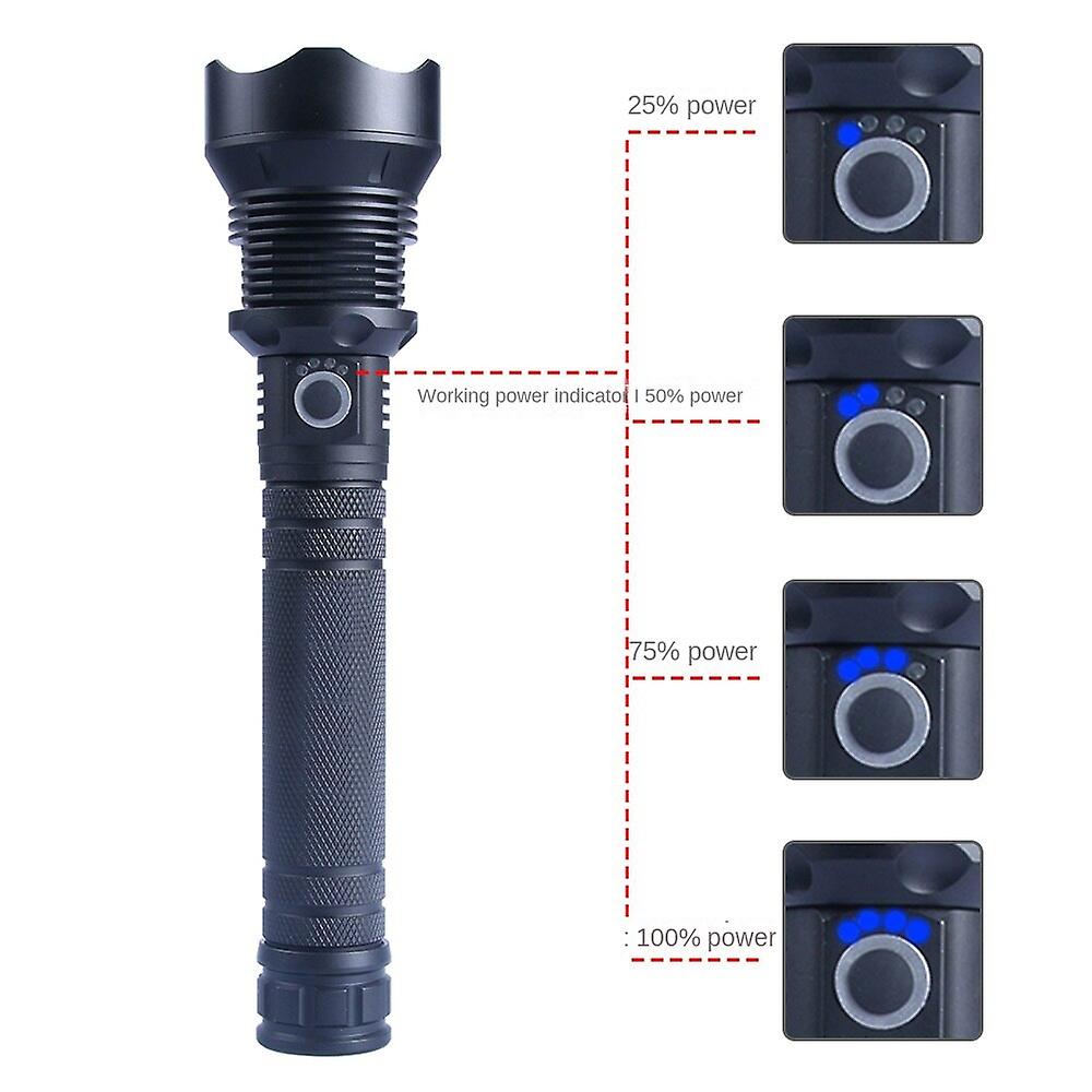 Torch Flashlight Led Outdoor Aluminum Alloy Power Display P70usb Charging Power Torch