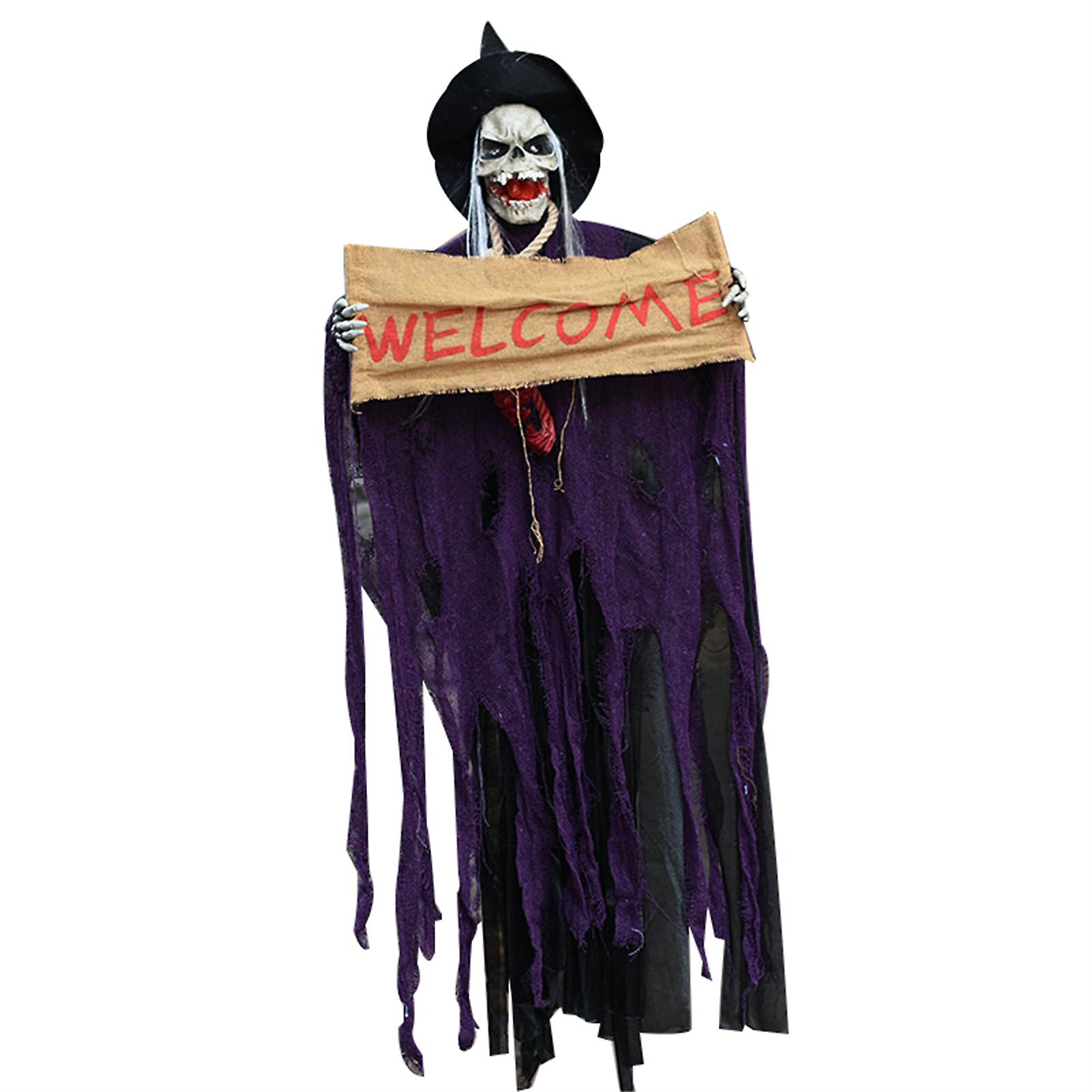 Halloween Hanging Ghost Horror Electric Skull Ornament Creative Theme Party Props Decor For Home Bar Haunted House Blue