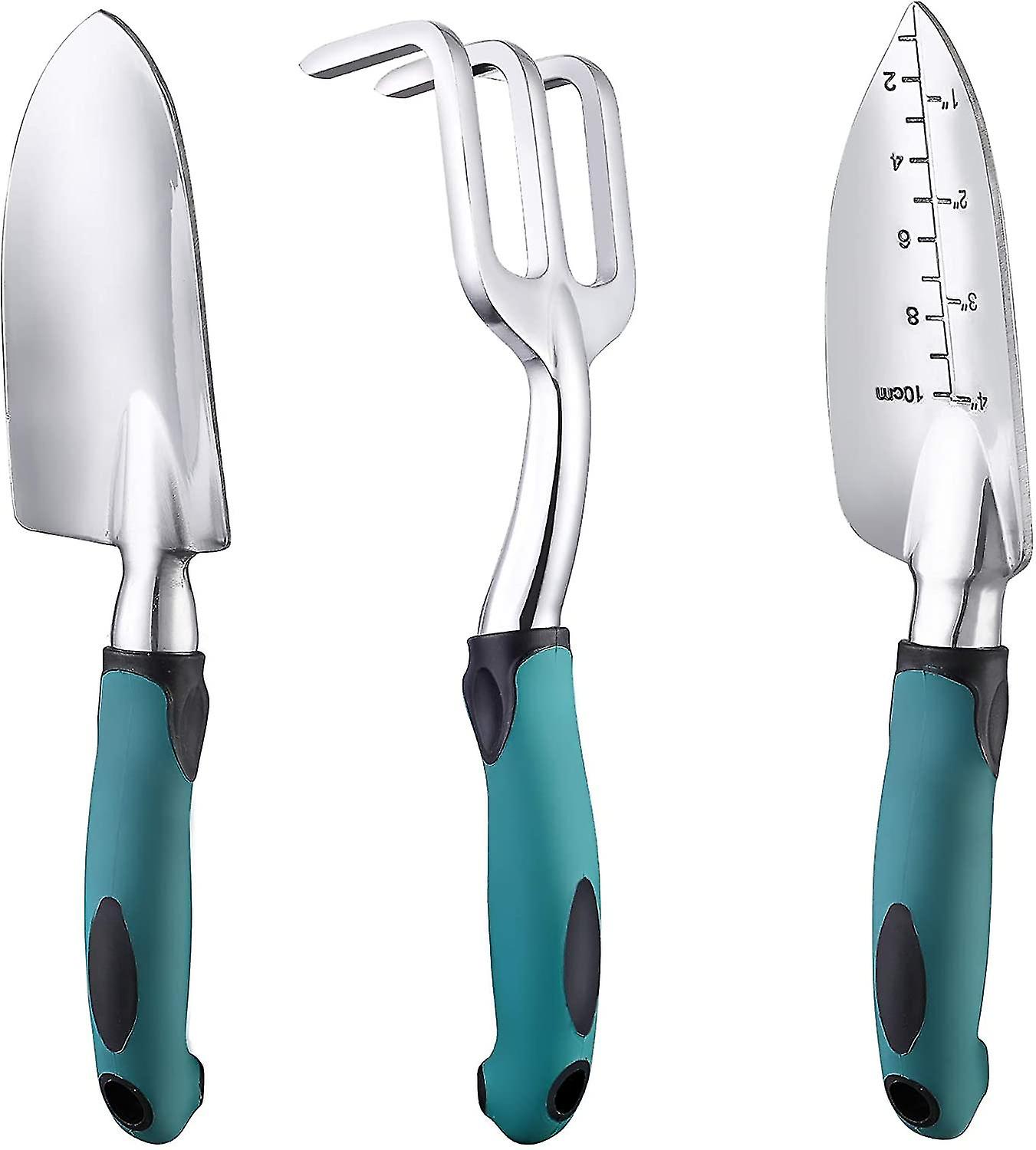 Garden Tool Set, 3-piece Heavy-duty Gardening Tool Cast Aluminum With Soft Rubber Non-slip Handle, Dur