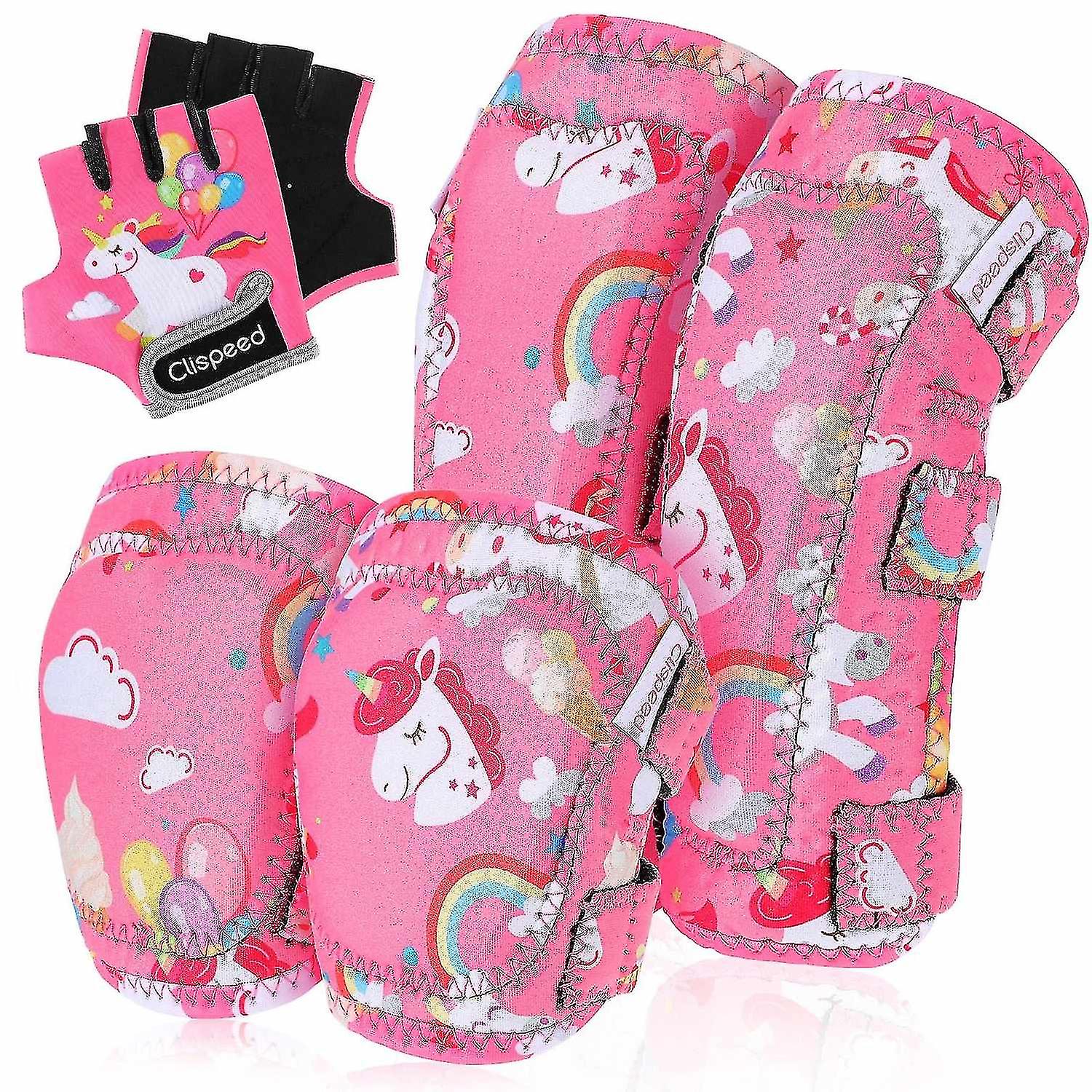 Clispeed Protective Gear Set Kids Sports Protective Gears Knee Elbow Guard Pads Gloves For Cycling S