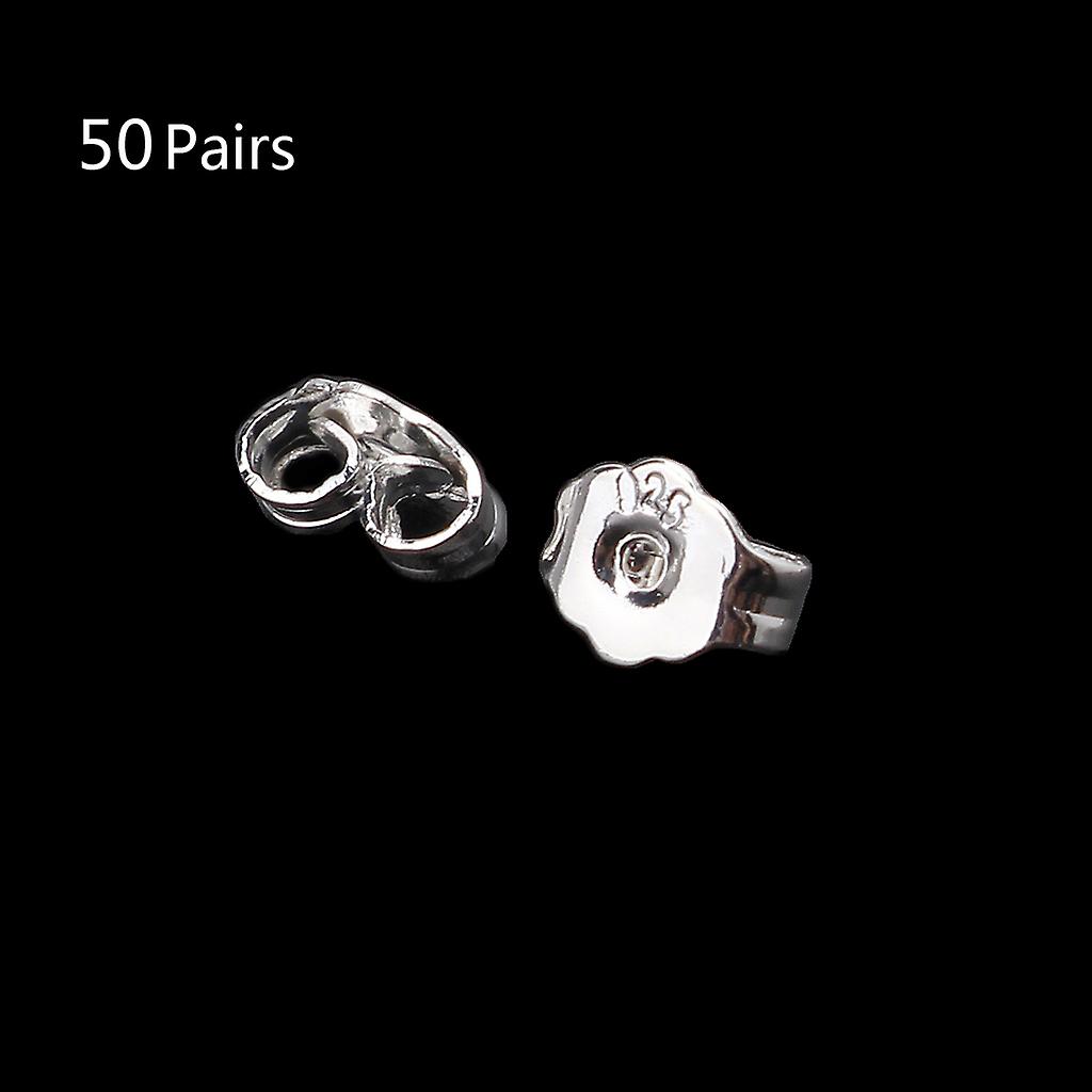 50x Secure Earring Backings for Locking Stud Earrings Silver Earring Backs
