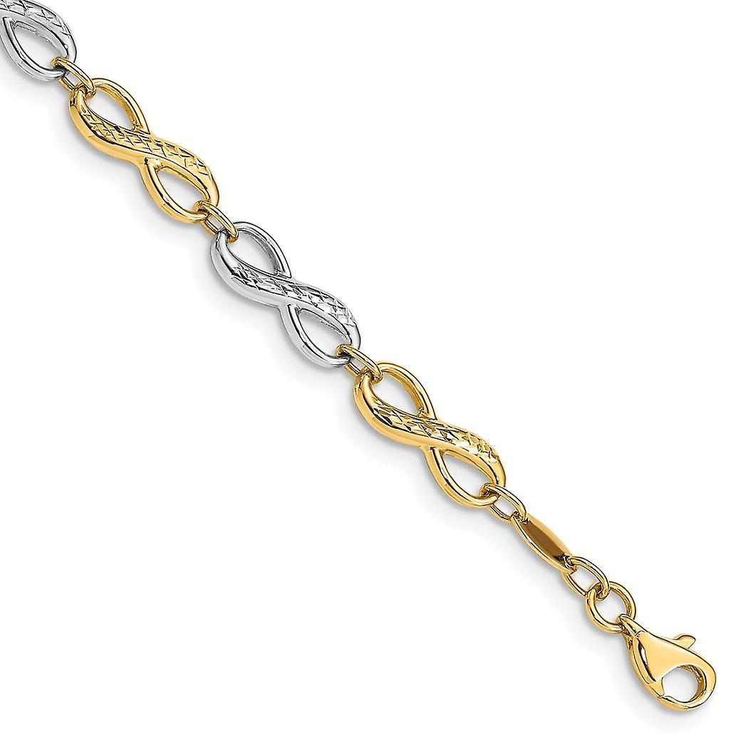 5mm 10Kソリッドゴールドツートンインフィニティシンボルブレスレット7.5インチリンクブレスレット女性用-3.4グラム