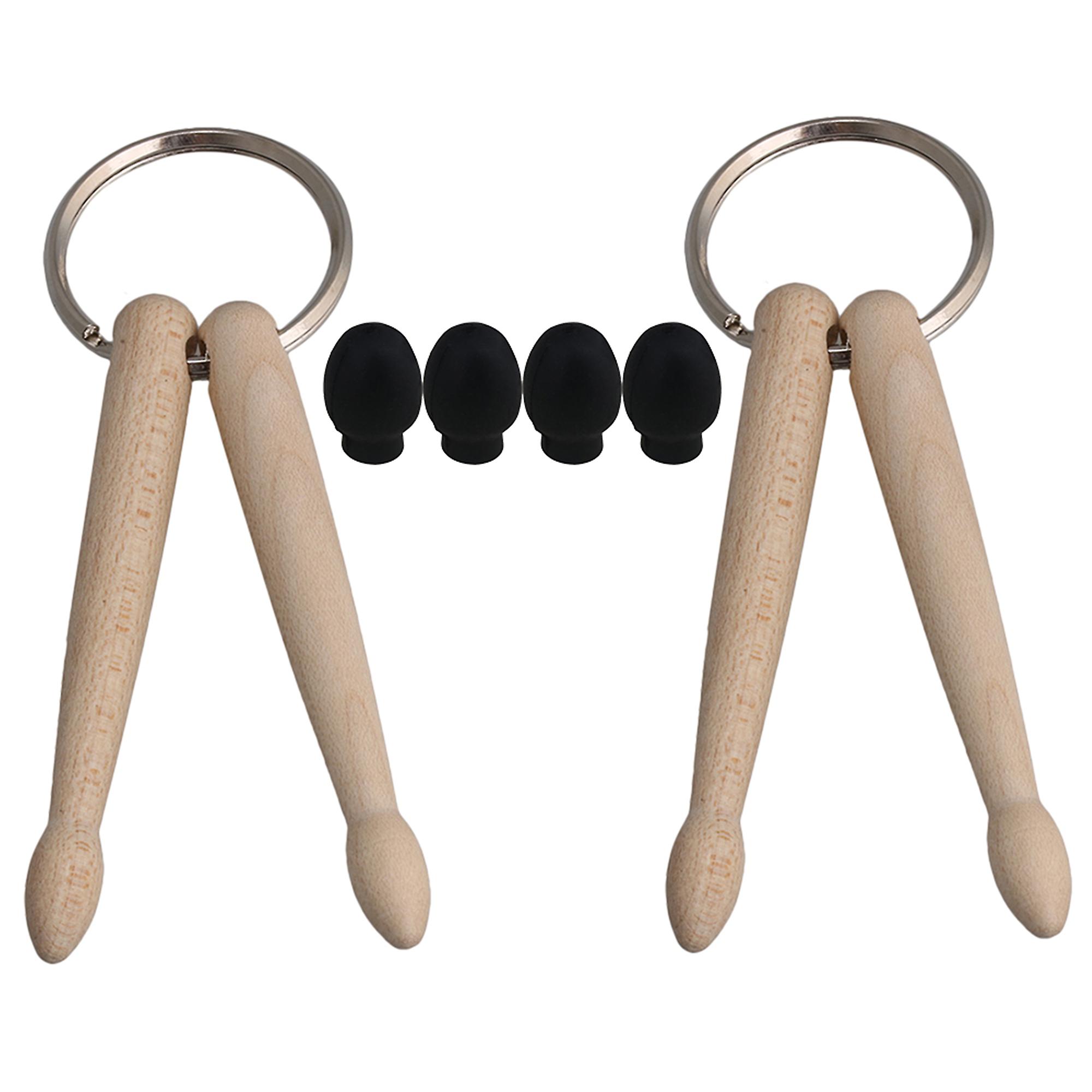 4pcs Drum Practice Accessories Drumstick Keychain&Rubber Practice Tips