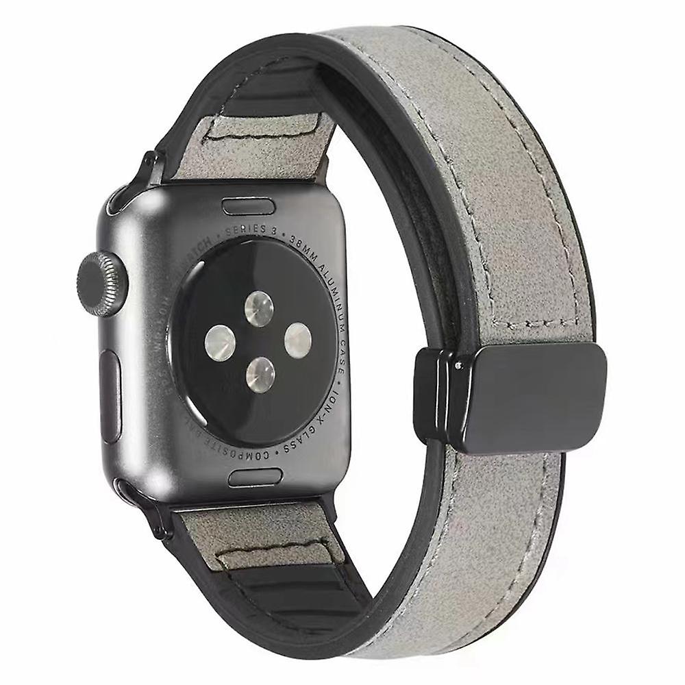 For Apple Watch Series 7/8 41mm/6/5/4/SE/SE (2022) 40mm/3/2/1 38mm PU+Silicone Watch Strap Folding B