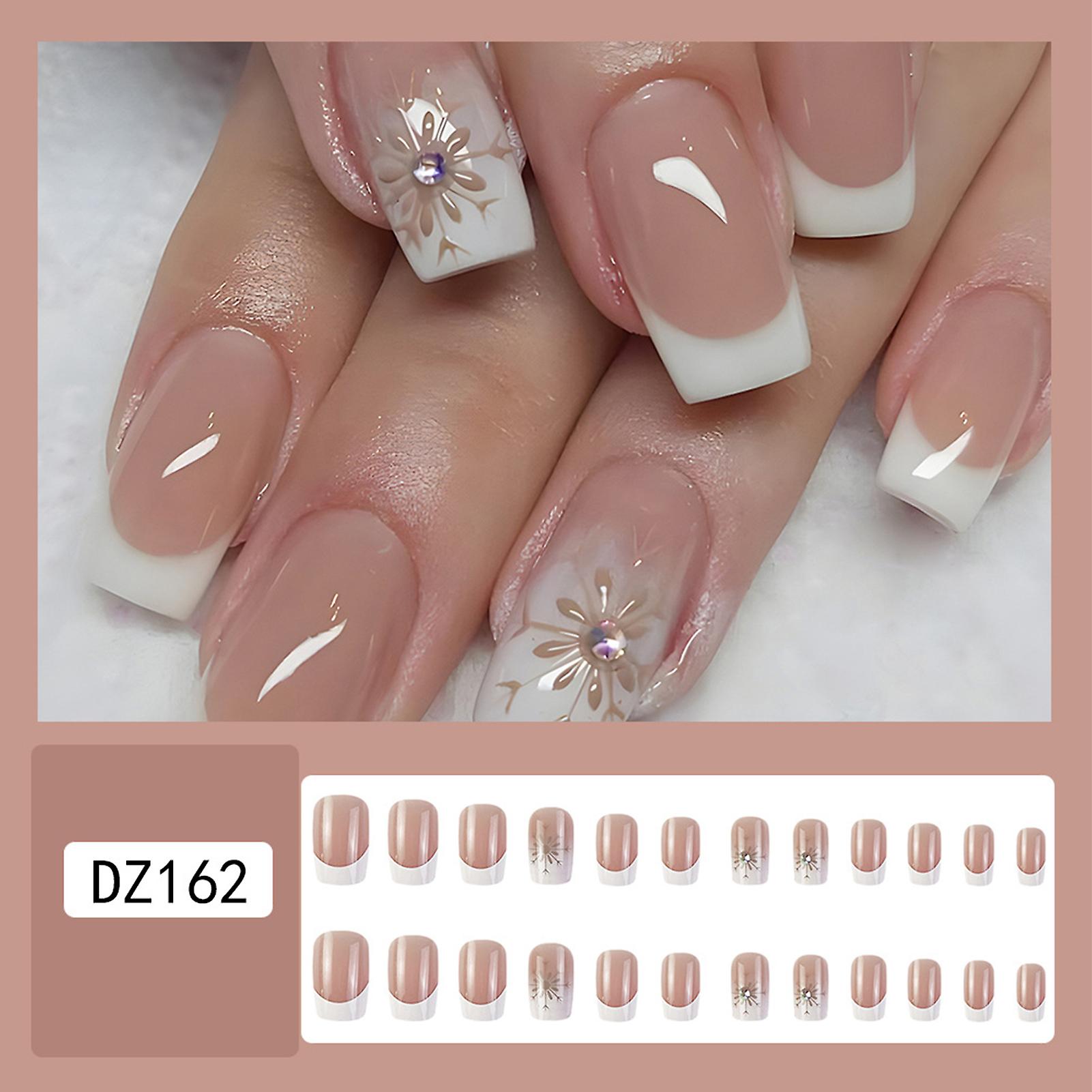 French White Tips Snowflake Fake Nails Lasting Effect With Moderate Thickness Nails