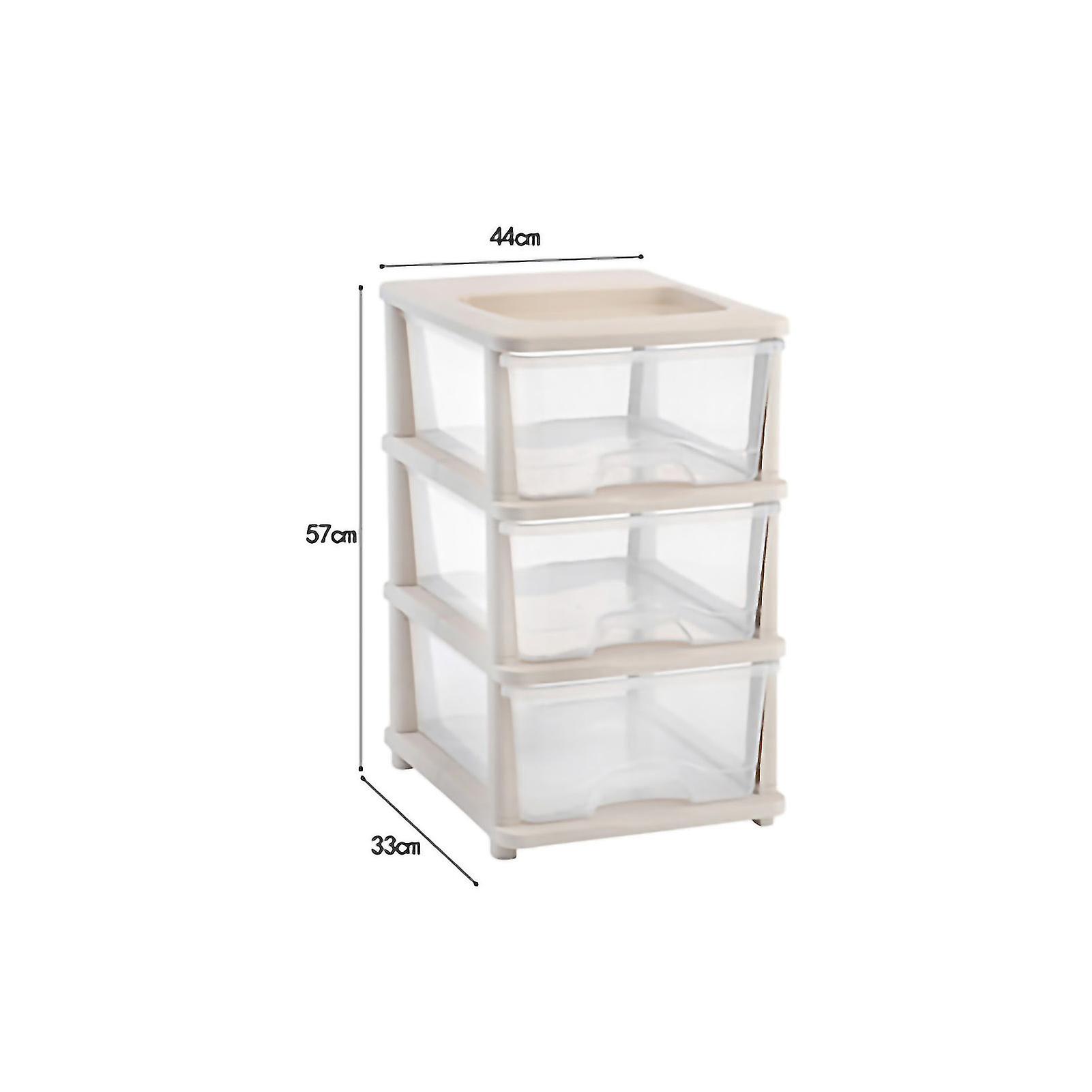 Home Drawer Storage Cabinet Multi Layer Adjustable Home Organizer for Bedroom Kitchen Bathroom(Beige Transparent 3 Layer)