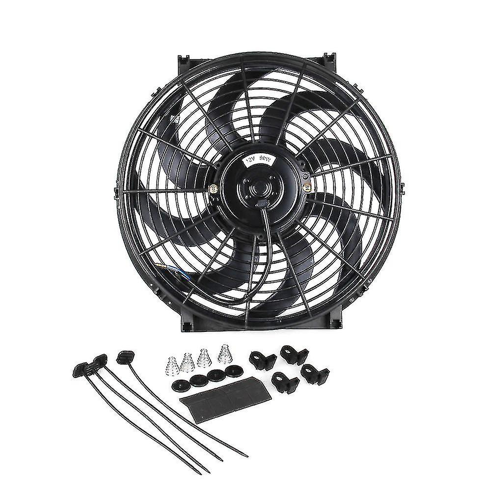 Cf003-bk 14 Inch 90w 12v Universal Car Slim Reversible Electric Radiator Cooling Fan Push Pull With Mounting Kit