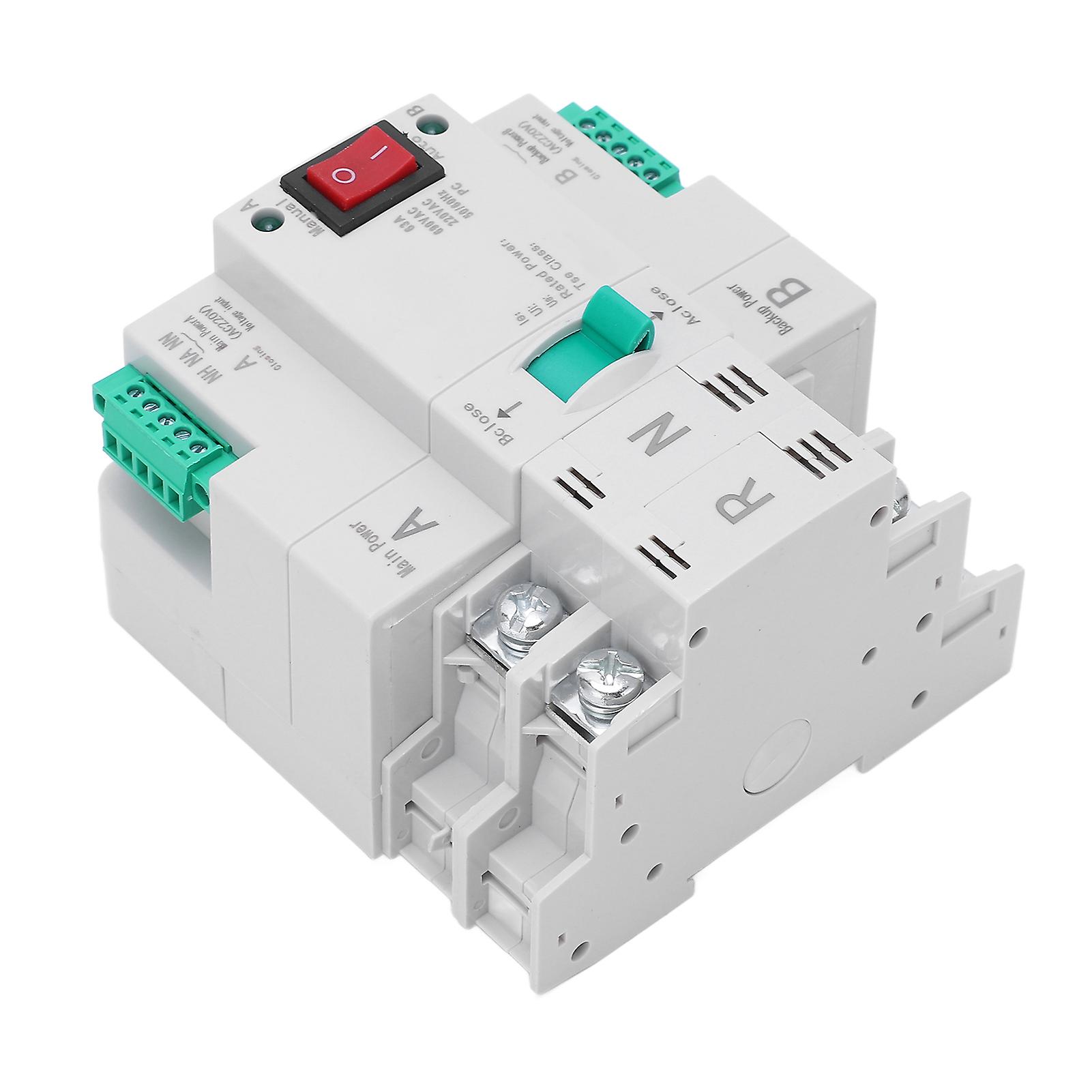 Dual Power Automatic Transfer Switch 2P DIN Rail Installation Quick Switching Electrical Selector Switch AC 220V