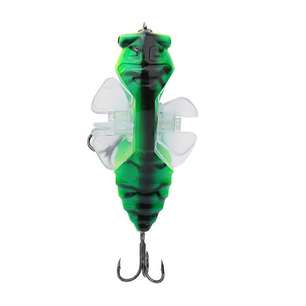 Hard Fish Lure Bionic Cicada Shape Fishing Bait with Rotating Spins Propeller Treble Hook 7.5cm
