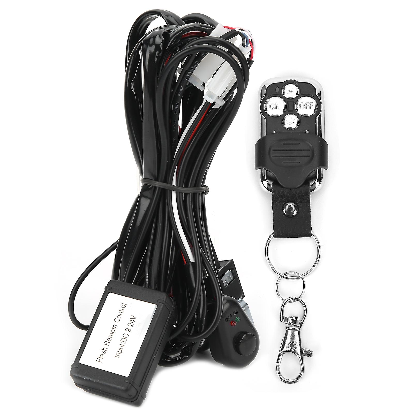 LED wiring harness for off-road vehicles with remote control strobe light