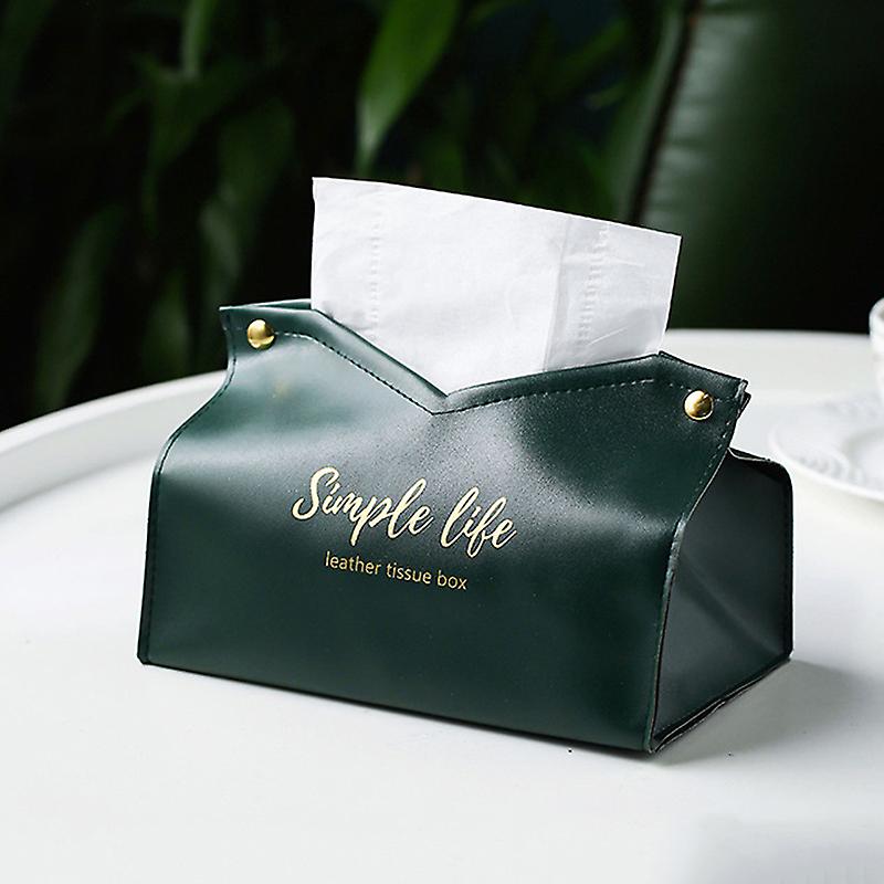 PU Tissue Holder Dispenser Soft Napkins Paper Tissue Box with Large Open Button Closure Easy Access