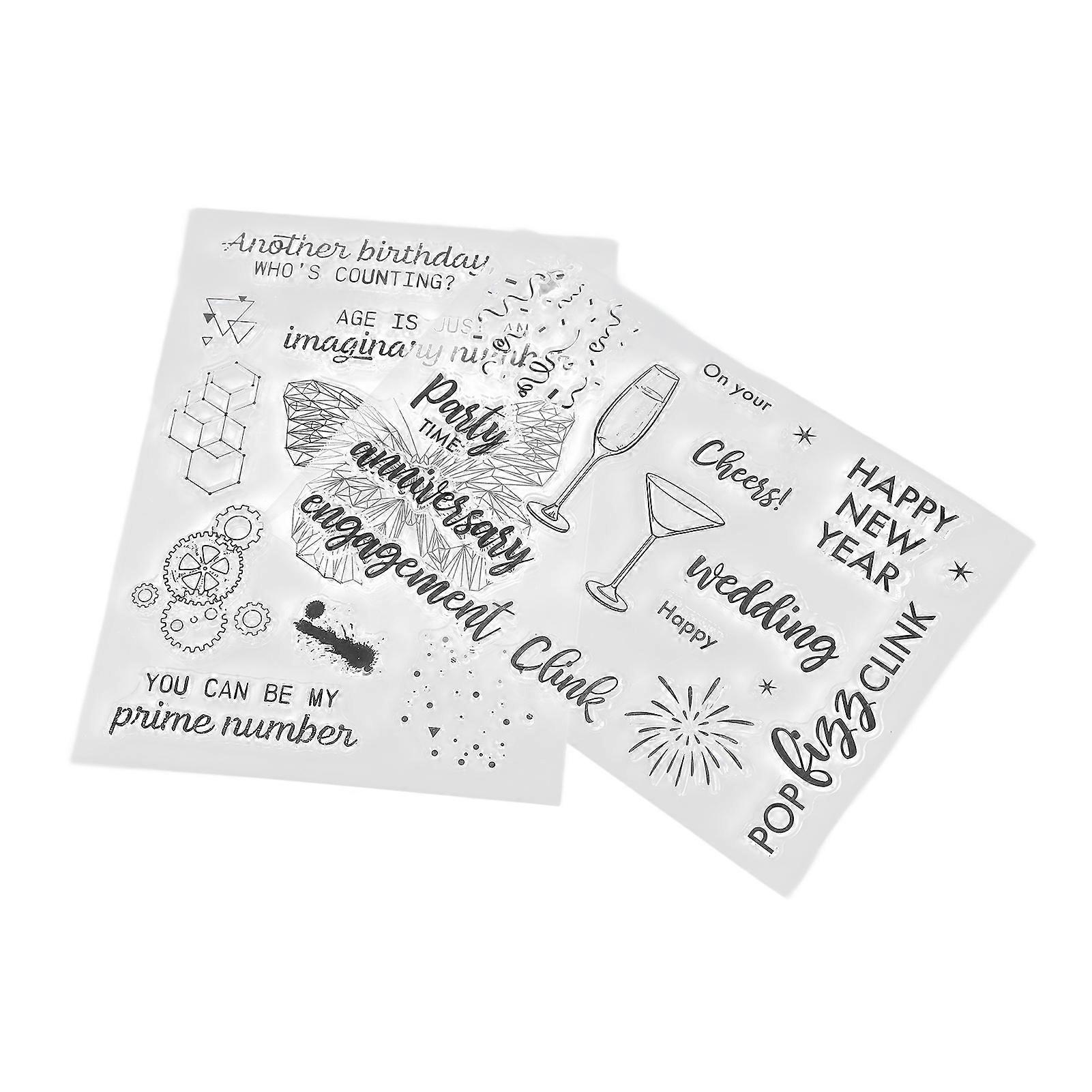 2Pcs Clear Stamp Set TPR Clear Imprint Healthy Nonirritating Recyclable Practical Transparent Stamps for Card Making