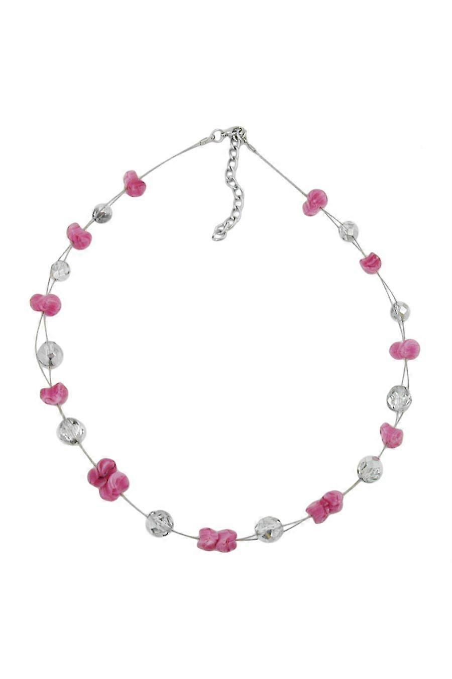 Necklace Antique-like Pink Silver-mirrored - Gl00694