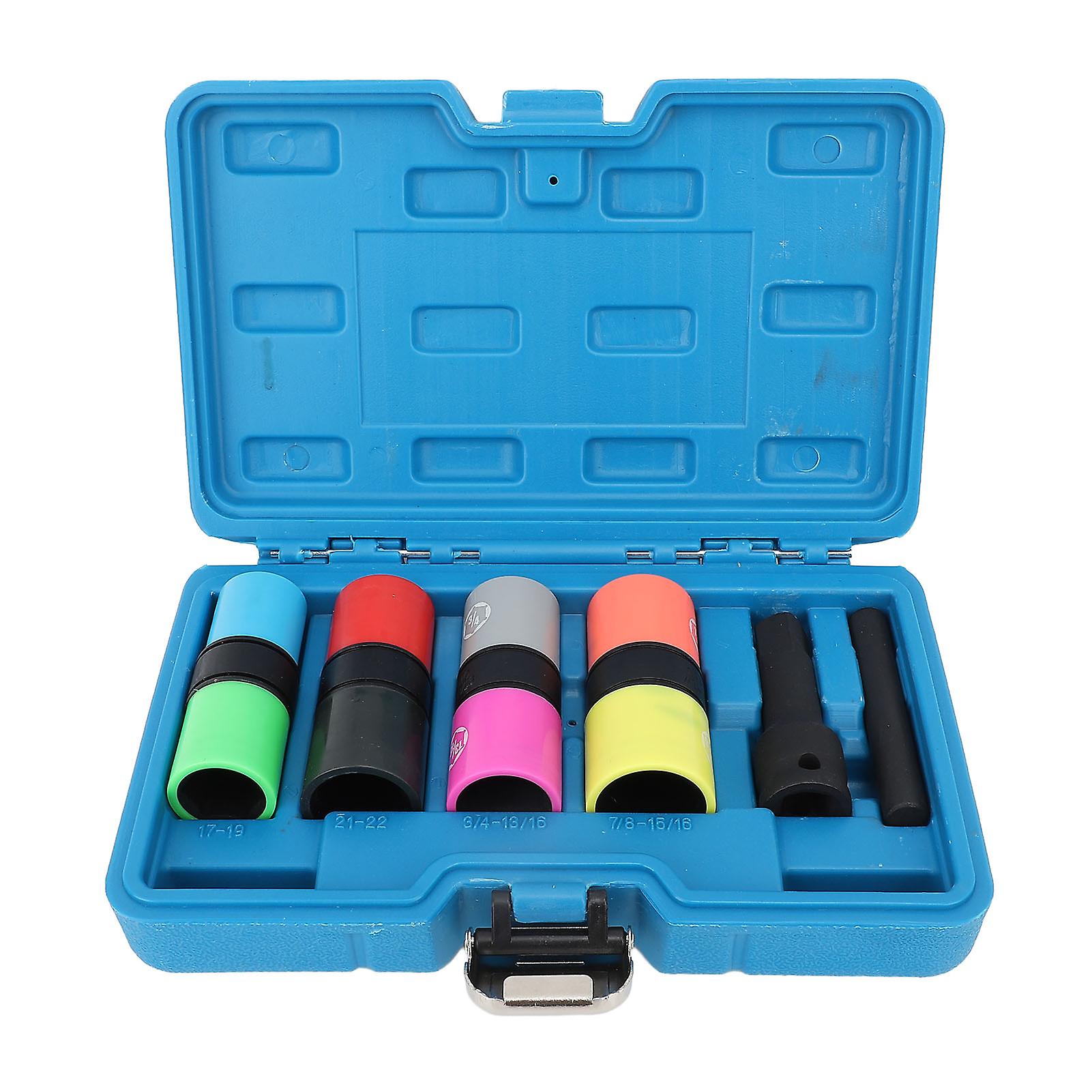 6PCS Lug Nut Socket Set 8 Size Thin Wall High Strength Impact Flip Socket Set for Most Cars