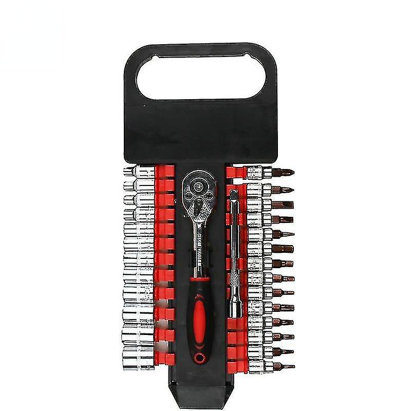 28Pcs 1/4 Inch Ratcheting Socket Wrench Set Pro Grade Quick Release Reversi