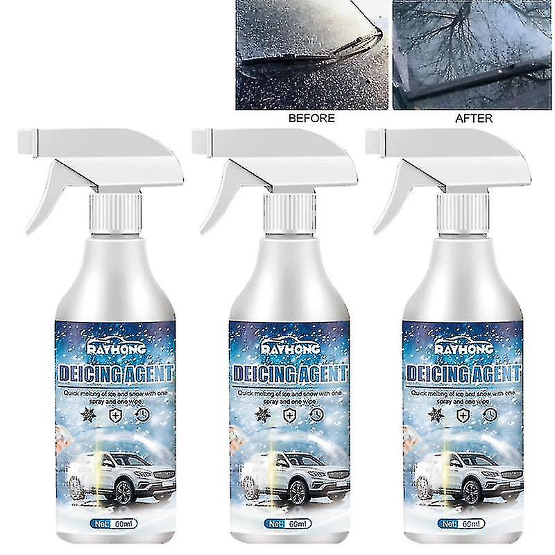 3x سيارة تذويب وكيل ذوبان الثلوج الشتاء عامل تذويب الزجاج الأمامي سريع تذويب مضاد للتجمد
