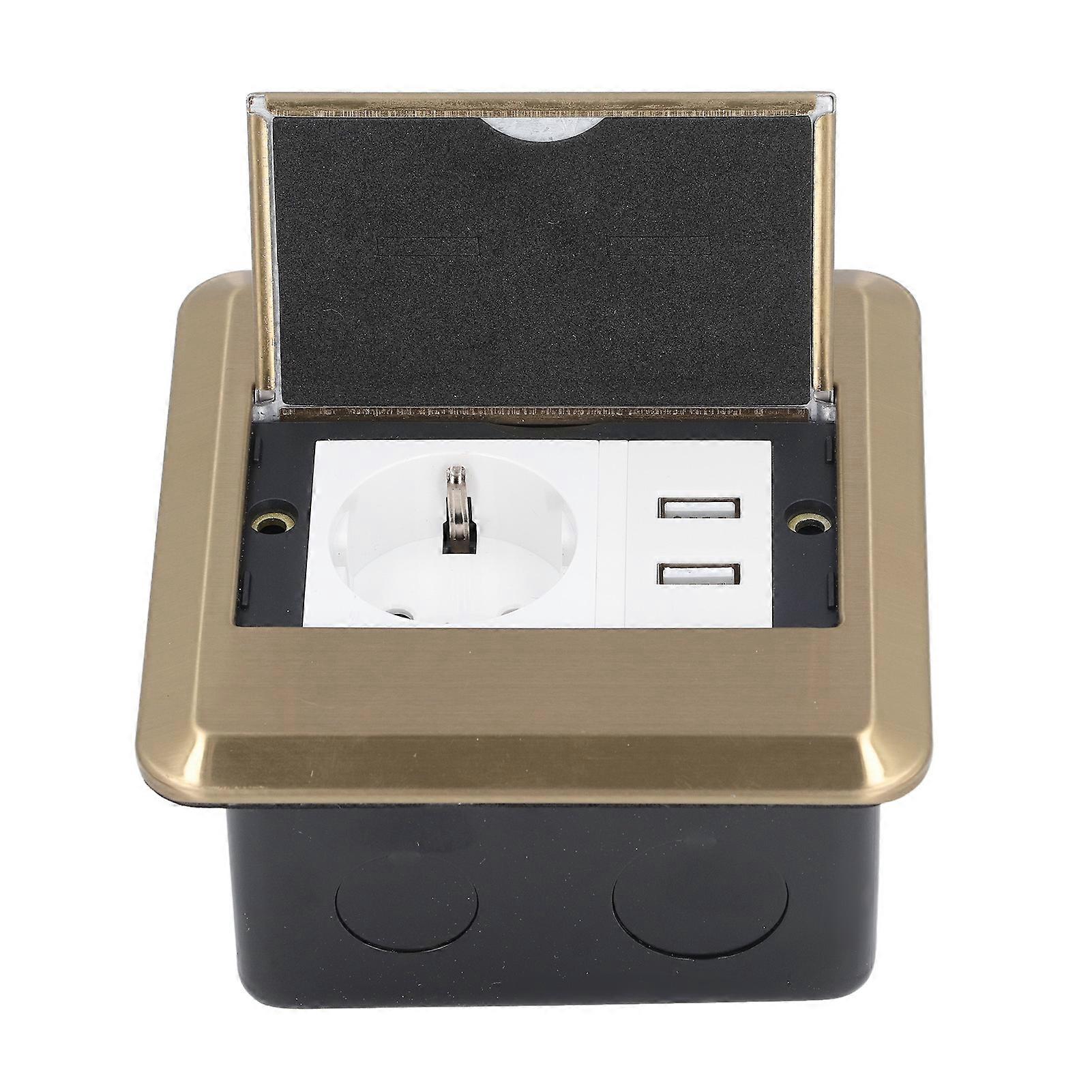 Table Connection Box Conference Room Countertop Desktop Socket Outlet Strip  Standard 2 Hole with 2 USB Ports AC250V