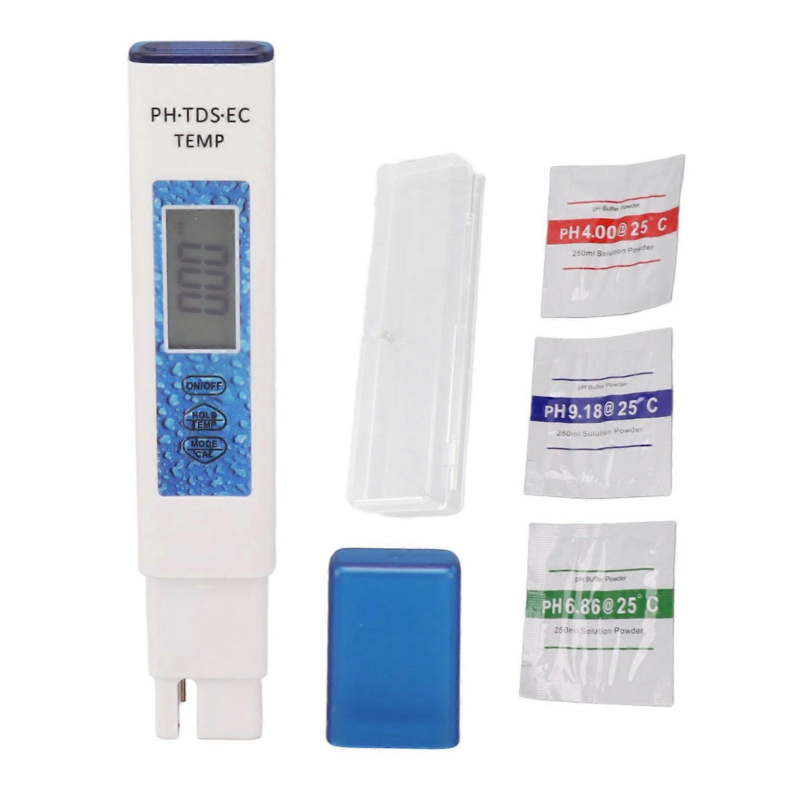 Digital Water Tester Pen 4 in 1 Accurate Sensitive Portable PH TDS EC Temperature Water Quality Meter Blue NO.5173