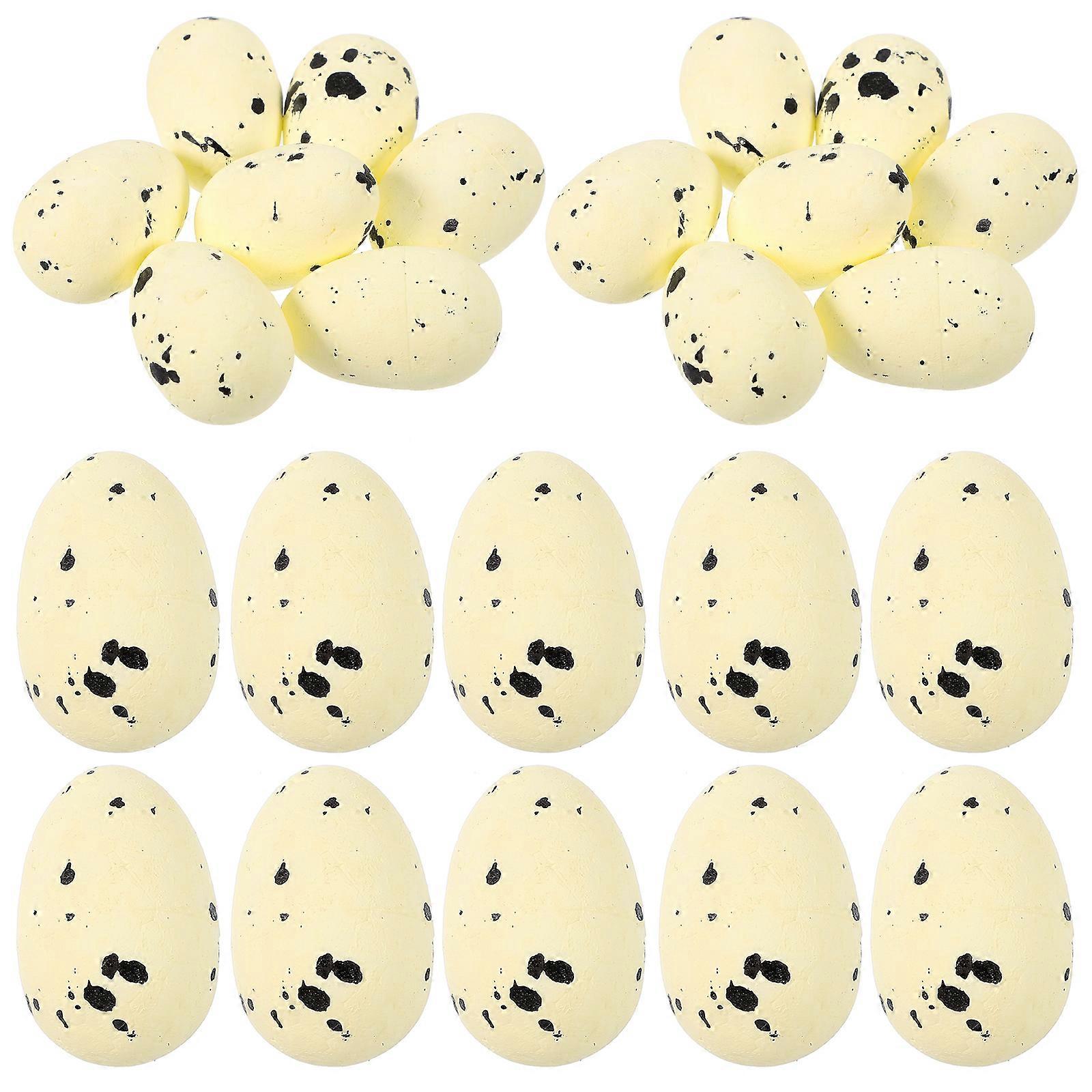 60pcs Simulated Bird Egg Decorations Easter Eggs Ornament Reusable Foam Eggs Easter Party Layout
