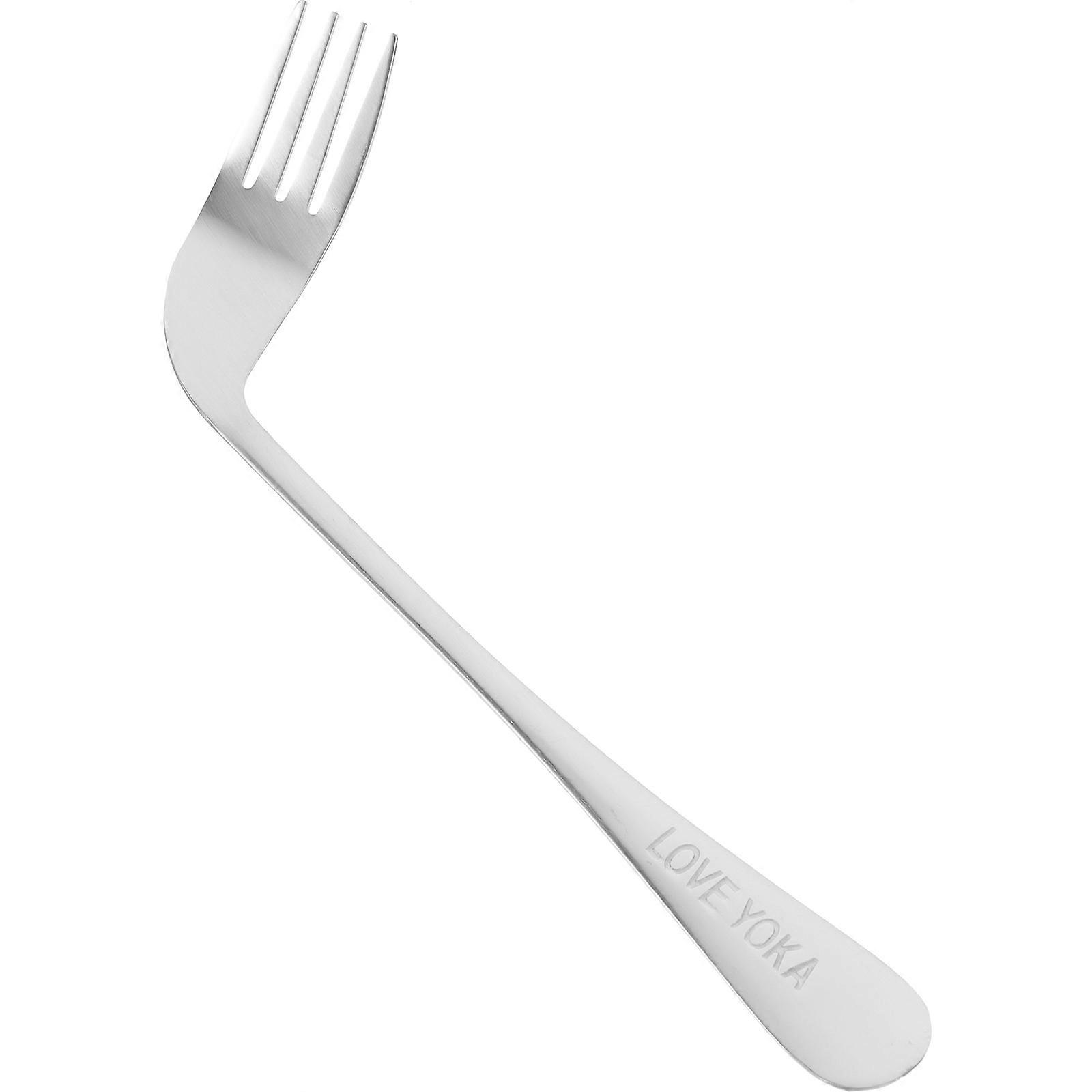 Practical Curved Fork Disabled Auxiliary Fork Easy Use Tableware Food Feeding Aid Fork