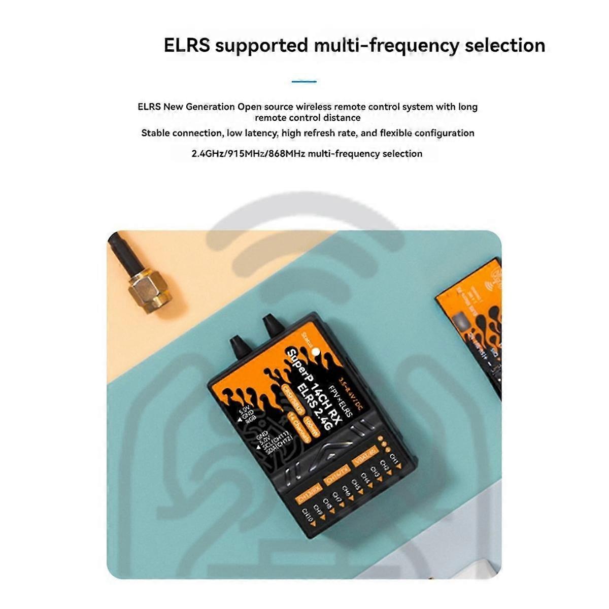 For SuperP Diversity Receiver ELRS 2.4Ghz RX 14CH with 2 Antenna Dual Reception for RC FPV Airplane Boats Drones