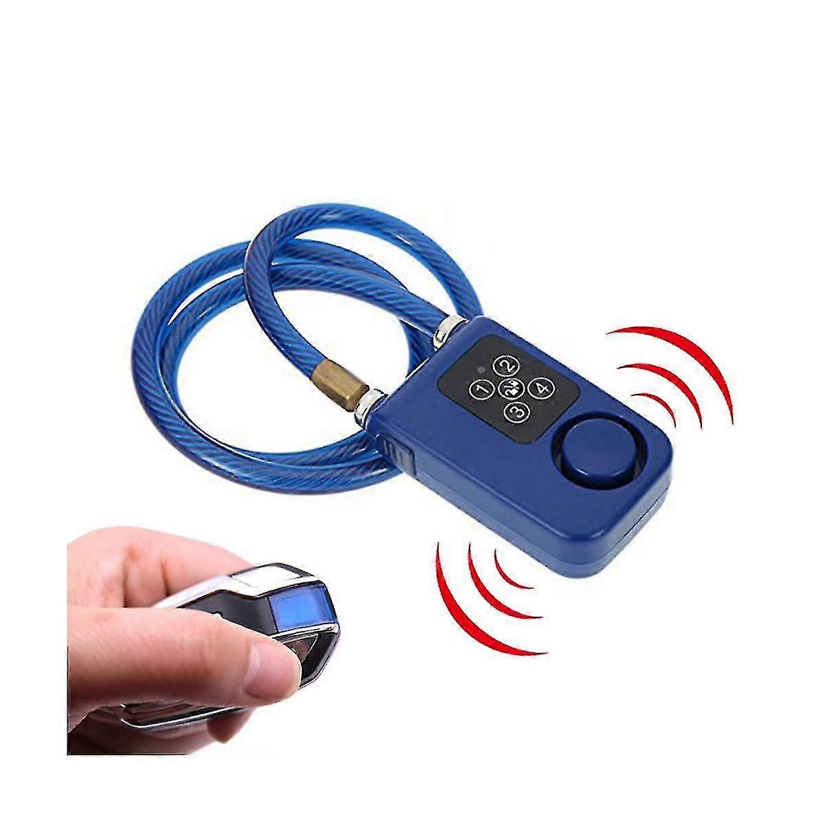 Cycling Security Lock Wireless Remote Control Anti-theft Vibration Alarm Lock Electric Motorcycle Code Chain Lock Blue - MXBC