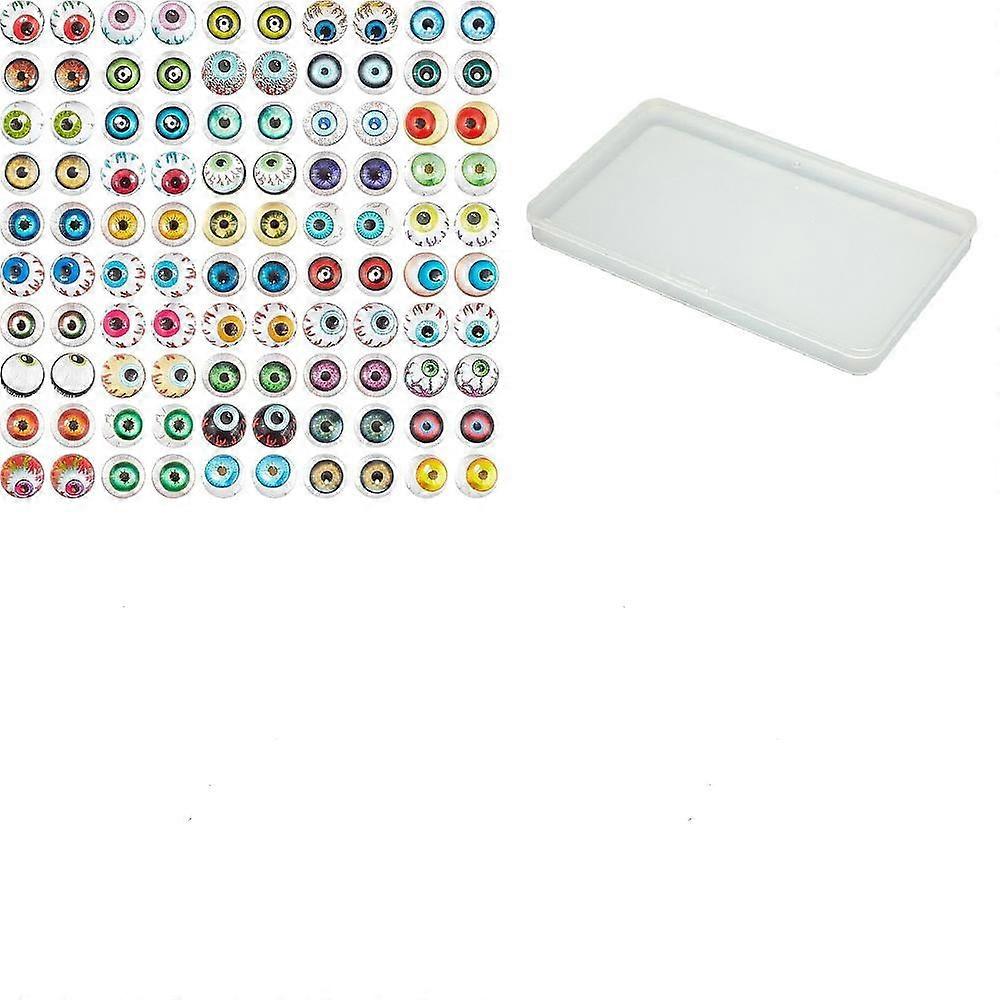 1 Bag Printed Glass Cabochons Half Round Dome with Eye Pattern Mixed Color about 50pcs bag