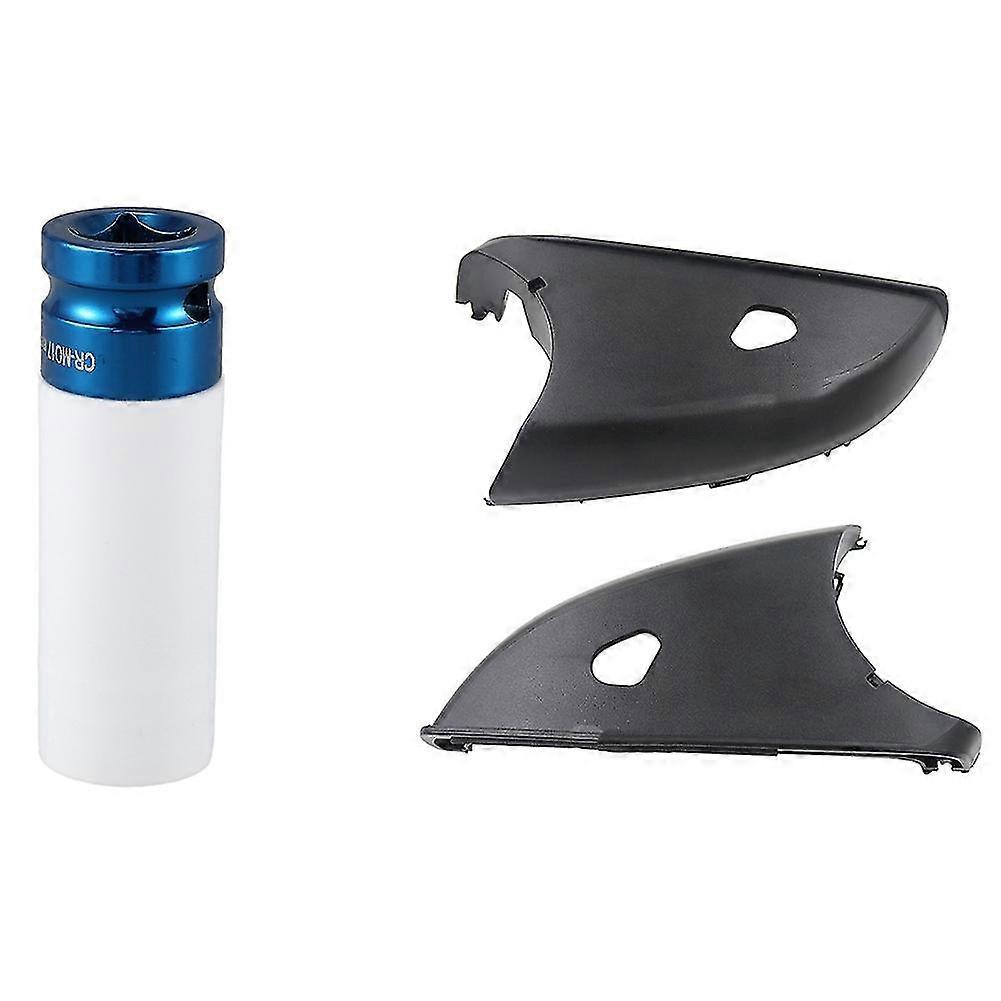 1/2inch Drive 17mm Set Thin Wall Deep Impact Nut Socket Blue With Auto Side Rearview Mirror Bottom