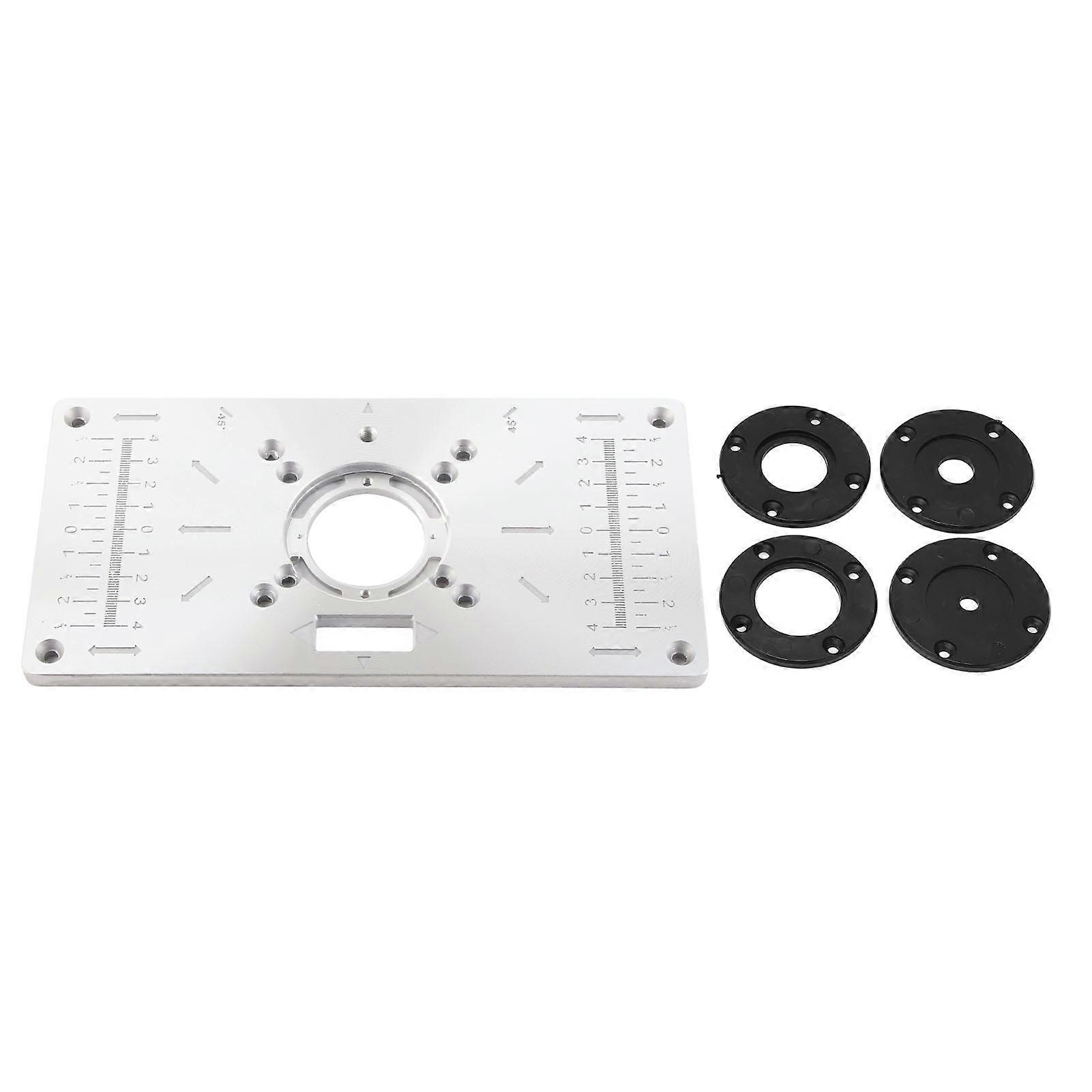 Aluminium Router Table Insert Plate for Woodworking with 8 Holes and Rings