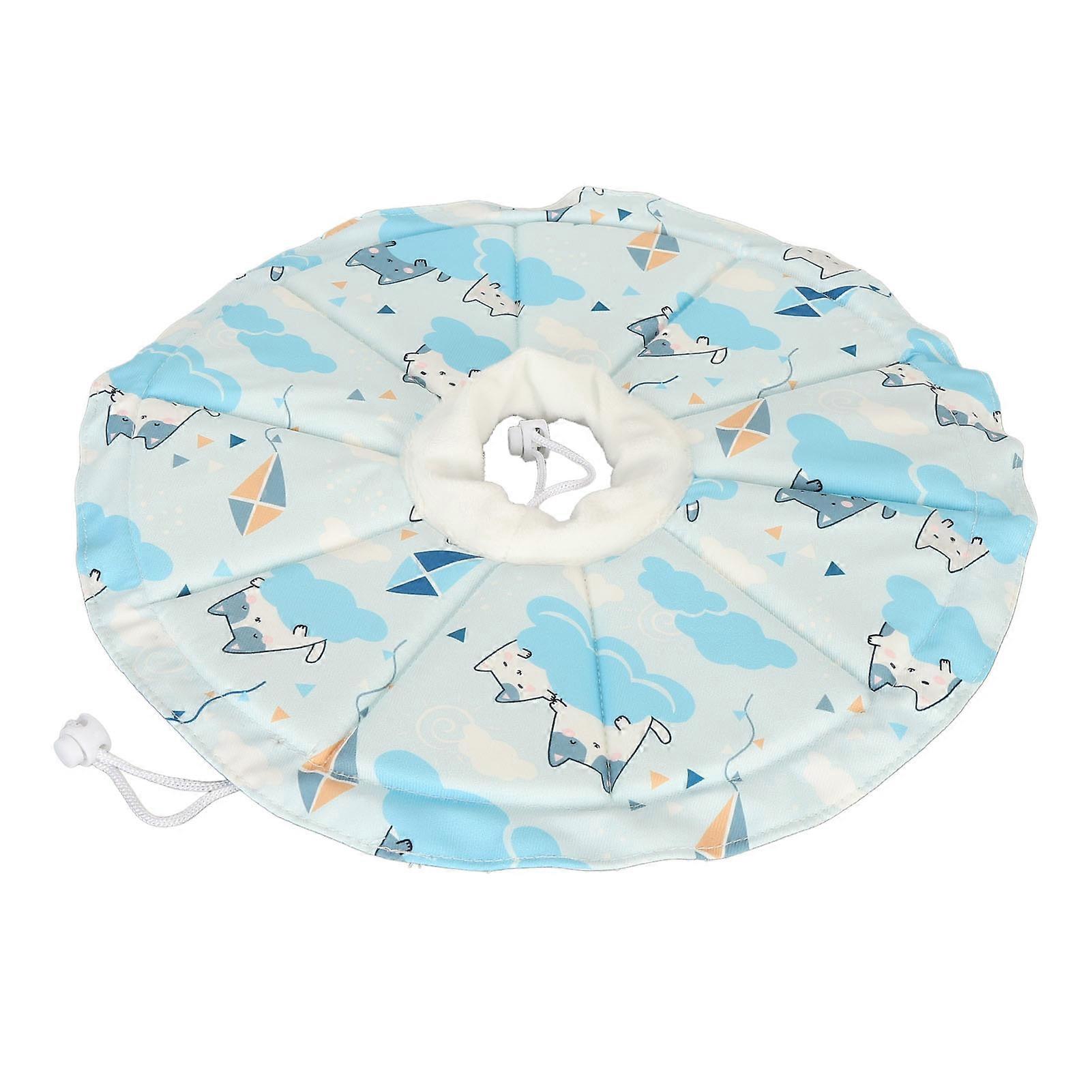 Cat Cone Collar Adjustable Drawstring M 20-32cm Blue Waterproof