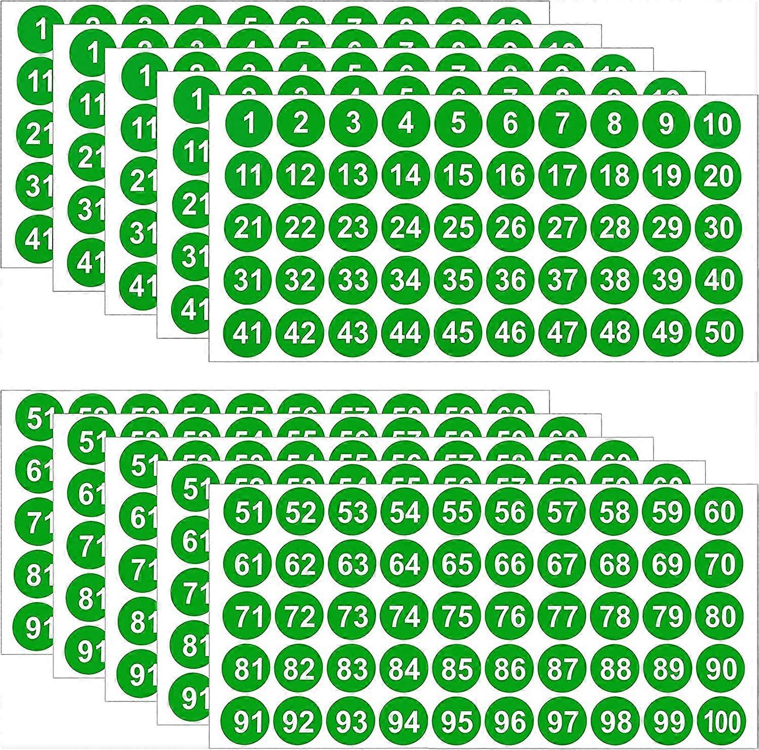 10 Sheets of Number Stickers 5 Packs 1-100 Vinyl Number Stickers Waterproof Labels Sort