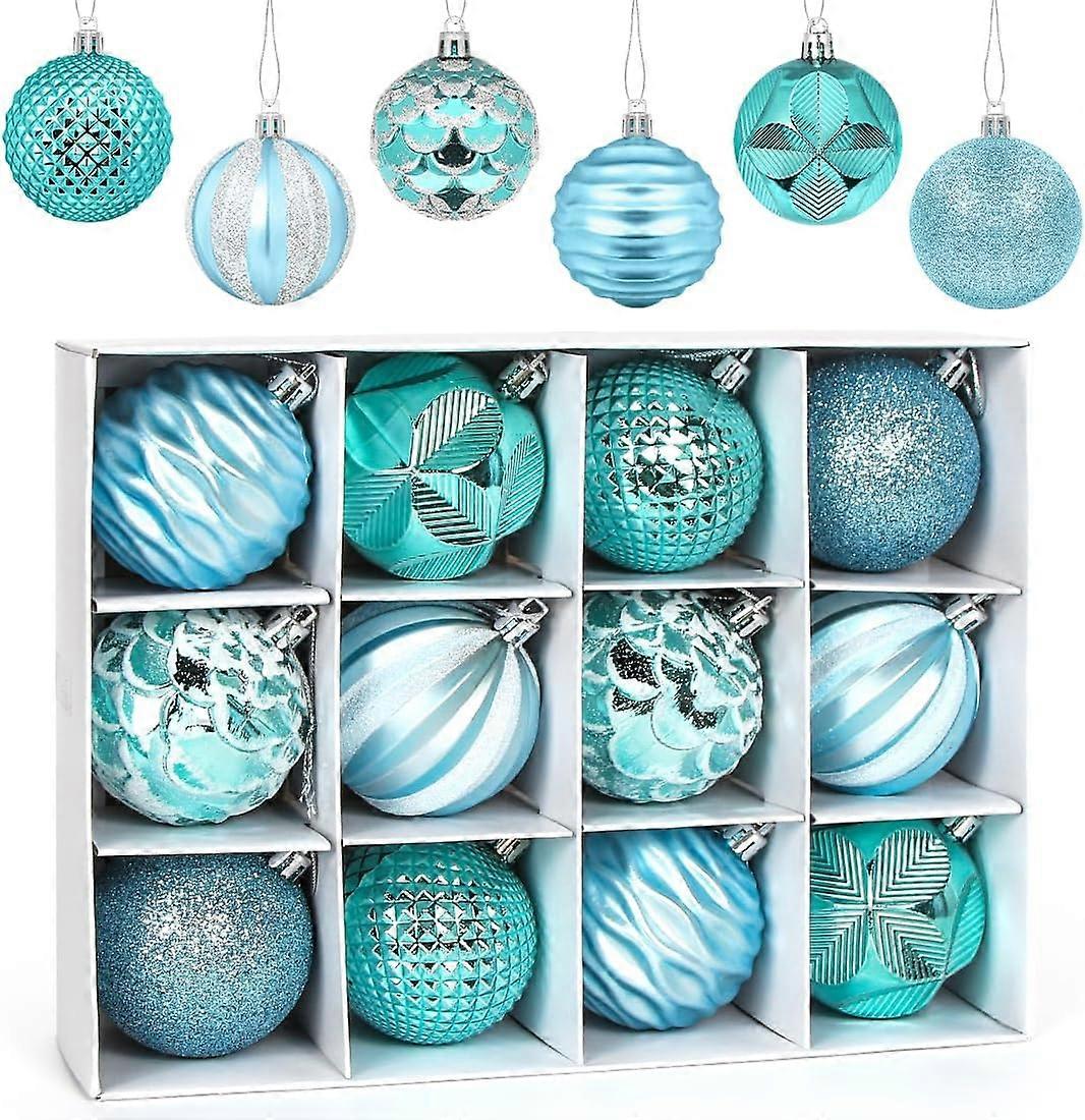 60mm / 2.36 "Palline di Natale Blu, 12 pz Palline di Natale, Decorazioni per palline dell'albero di Natale infrangibili, Ciondolo appeso per albero...