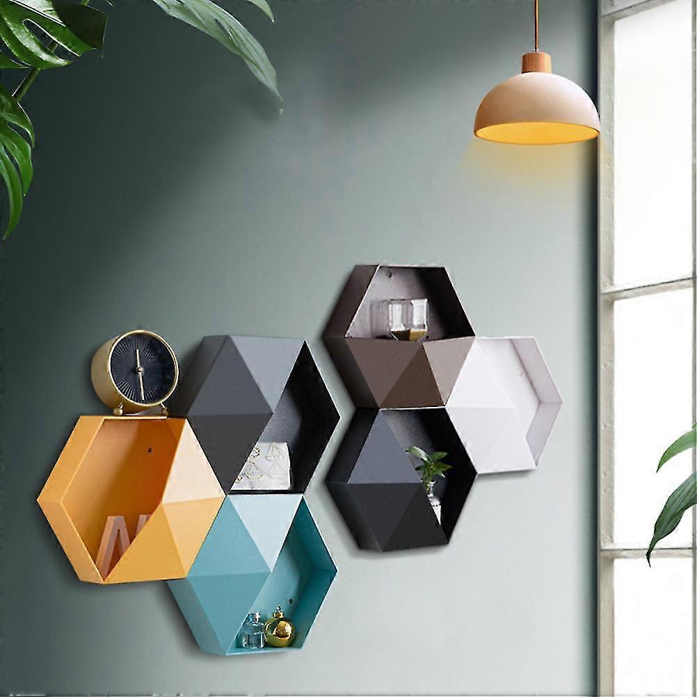 2024 Hexagonal Wall Shelf Geometric Hexagonal Storage Shelf Simple Geometric Wall Floating Shelf
