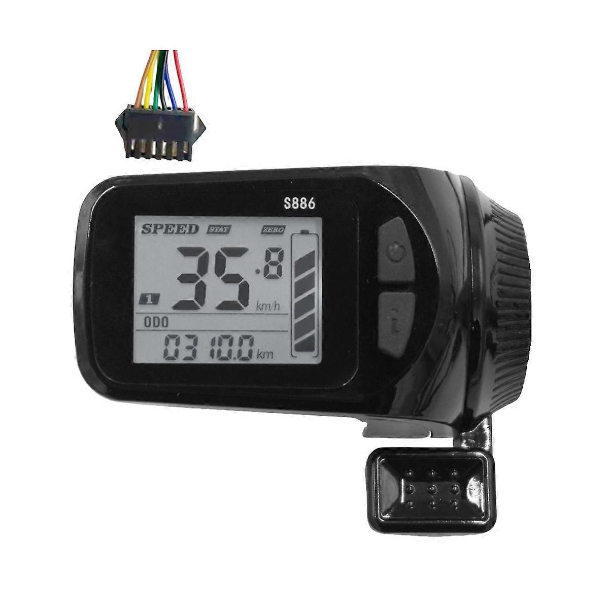 24V/36V/48V/60V S886 Ebike LCD Display Panel Thumb Throttle for Electric Bicycles E-Scooter(SM Plug
