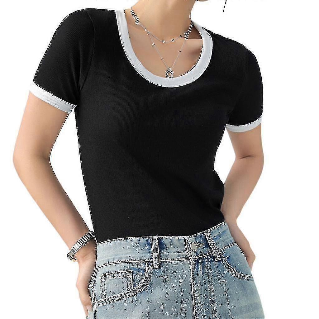نسائي أكمام قصيرة رقبة مستديرة تي شيرت-CE