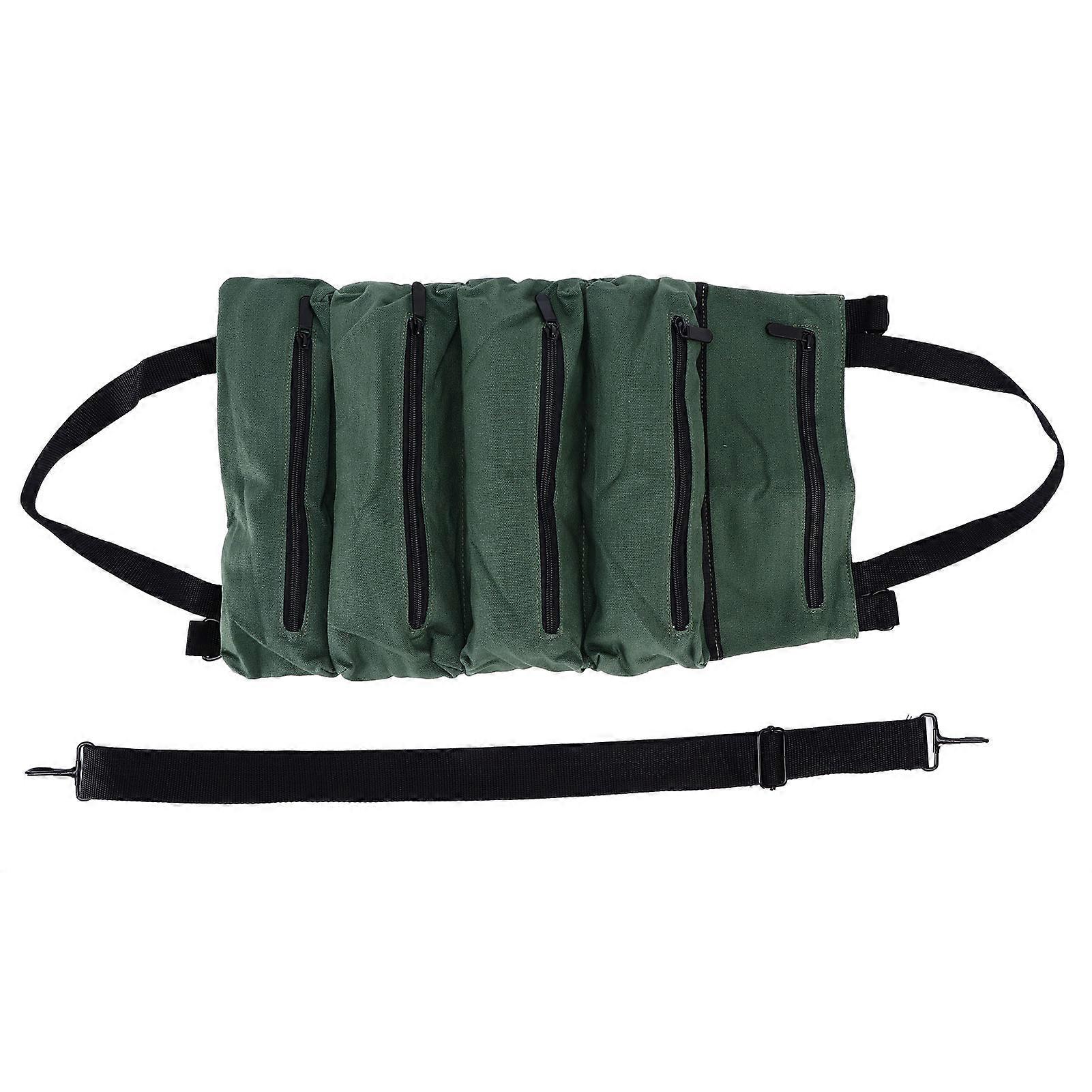 Borsa del rotolo di attrezzi Multi Tool Canvas Tessuto portatile 5 tasca con cerniera impermeabile Custodia per organizzatori di strumenti